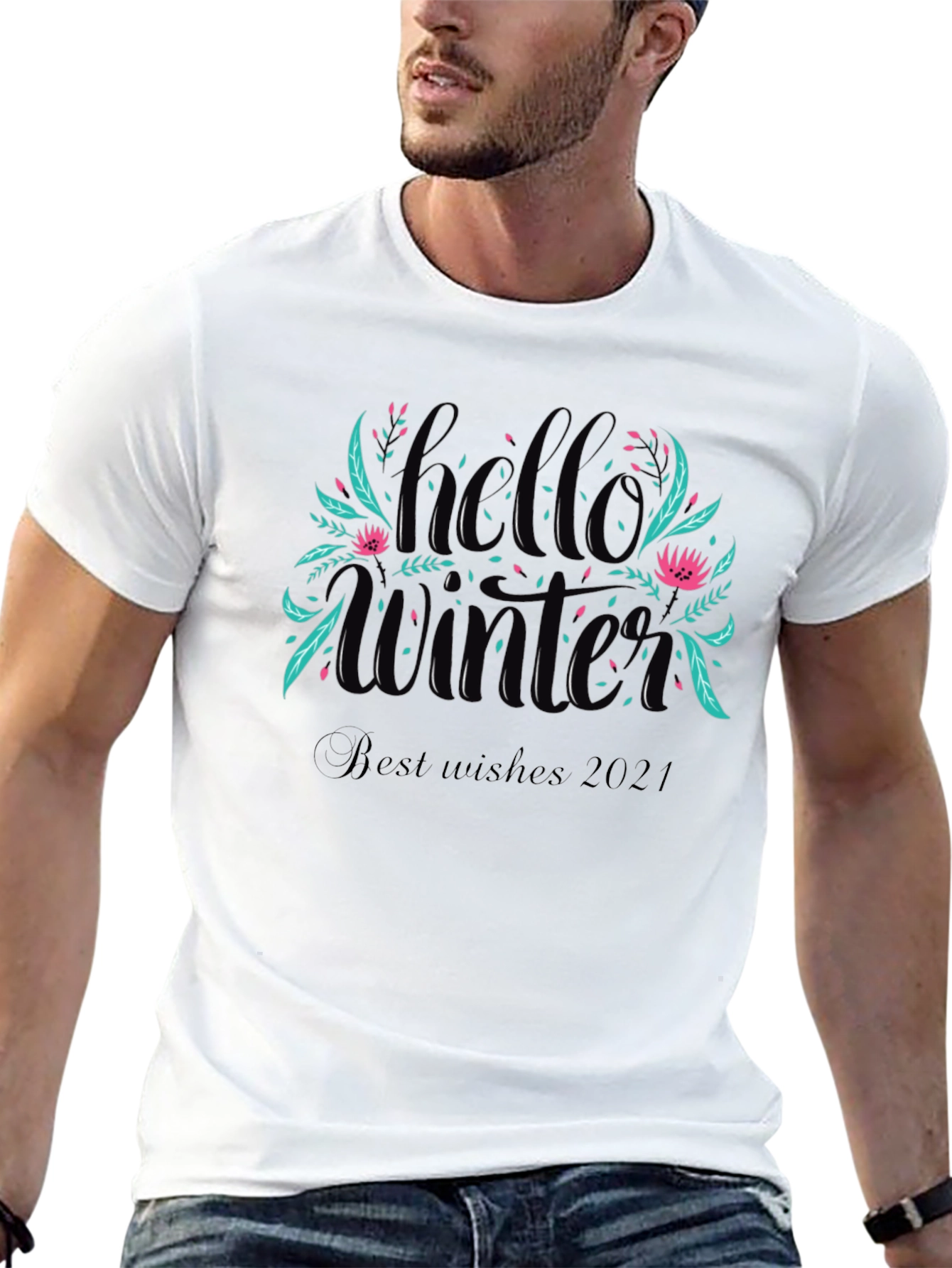 Black Hello Winter T-Shirt - Best Wishes 2021 view 13