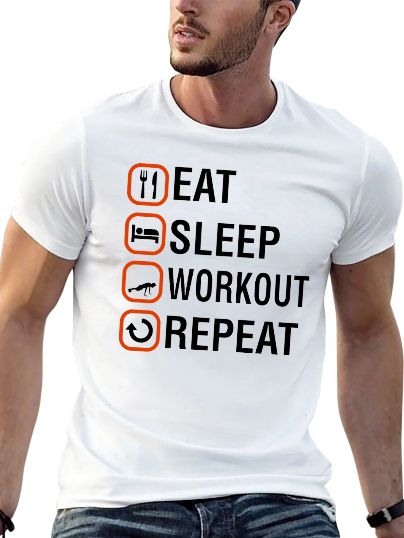 Eat Sleep Workout Repeat Graphic Tee - 13
