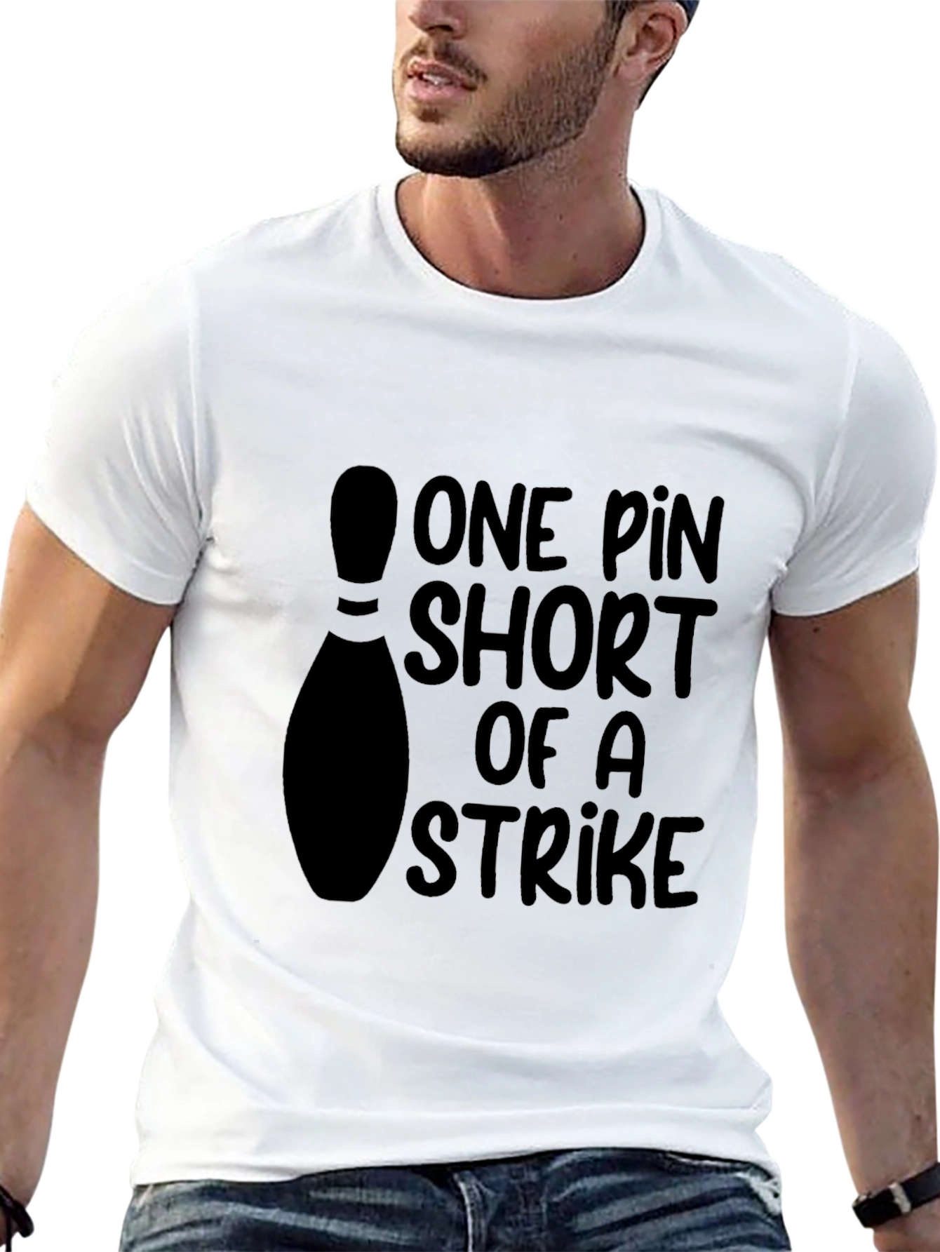 Black One Pin Short Of A Strike Bowling T-Shirt view 13