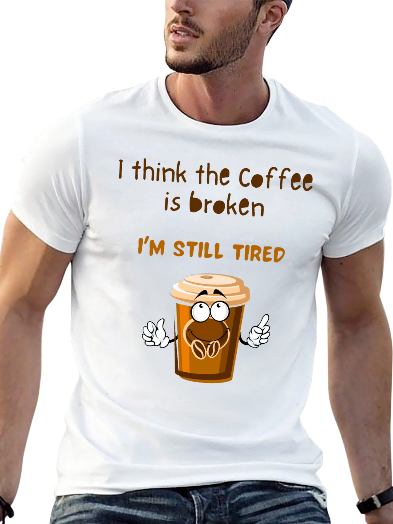 Black Coffee is Broken T-Shirt Funny Tired Graphic Tee view 13