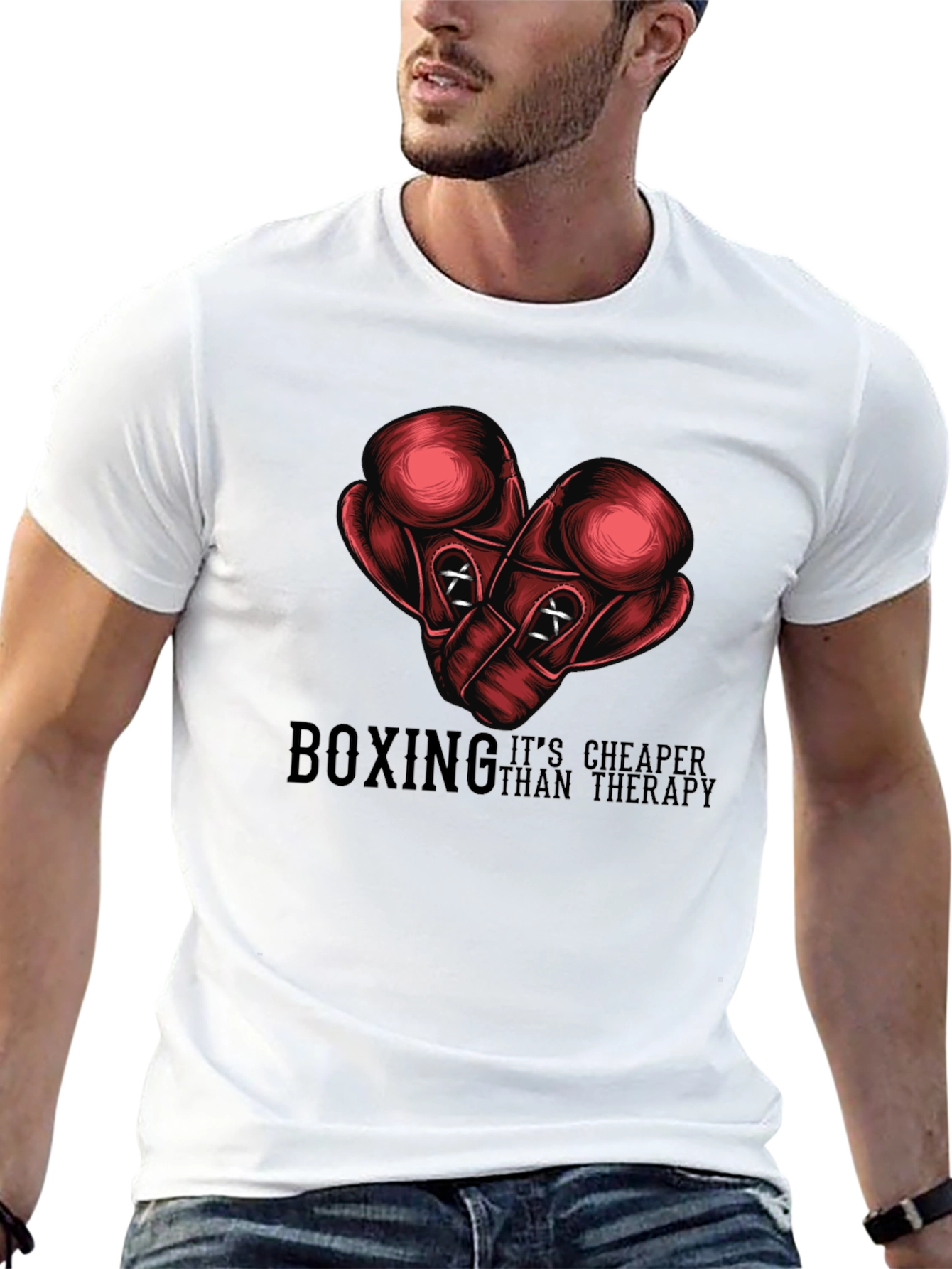 Black Boxing Cheaper Than Therapy Graphic Tee view 13