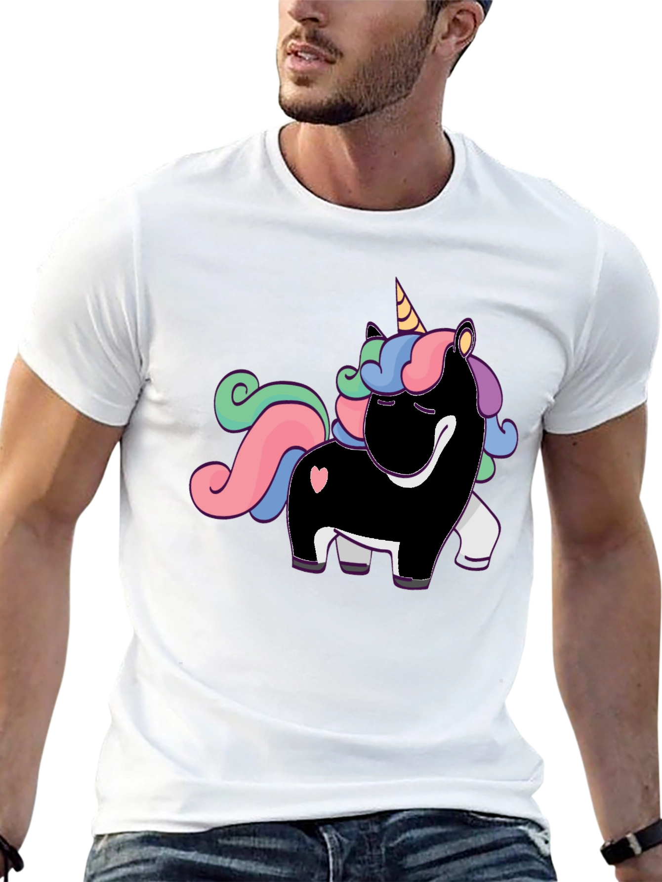 Black Unicorn Graphic Print T-Shirt - Black view 13