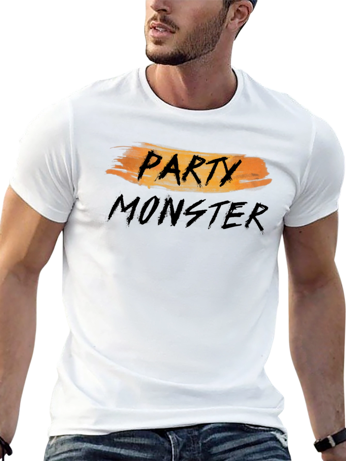 Black Party Monster Graphic T-Shirt - Black Crew Neck Tee view 13