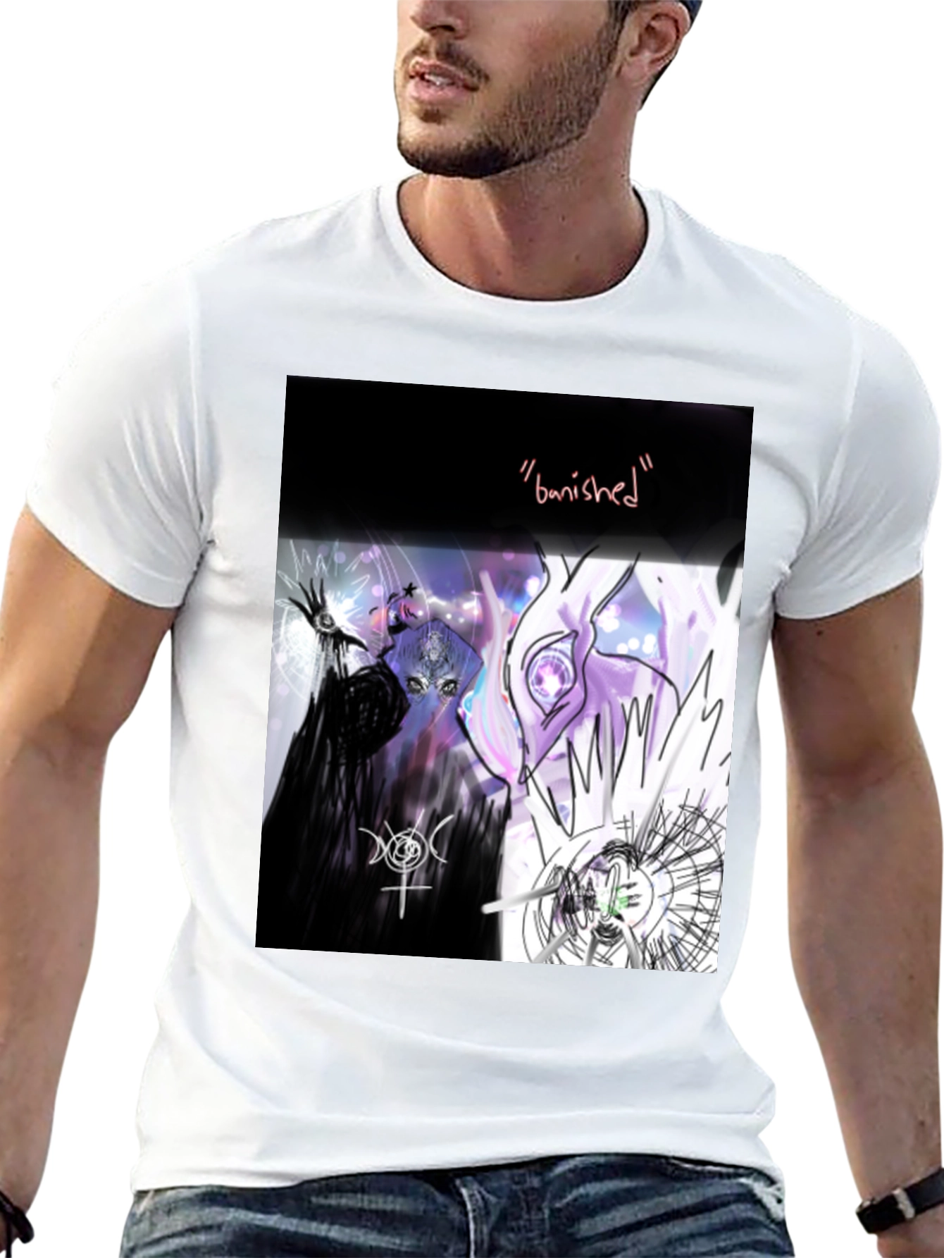 Black Banishment Graphic Tee - Unique Art T-Shirt view 13