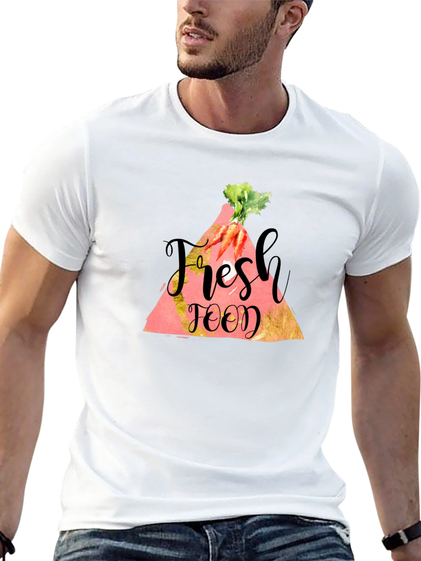 Black Fresh Food Carrot Graphic Tee - Unisex Black T-Shirt view 13