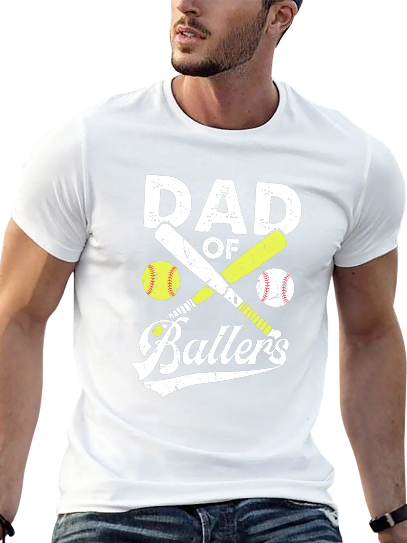 Black Dad of Ballers Graphic T-Shirt Baseball Softball Tee view 13
