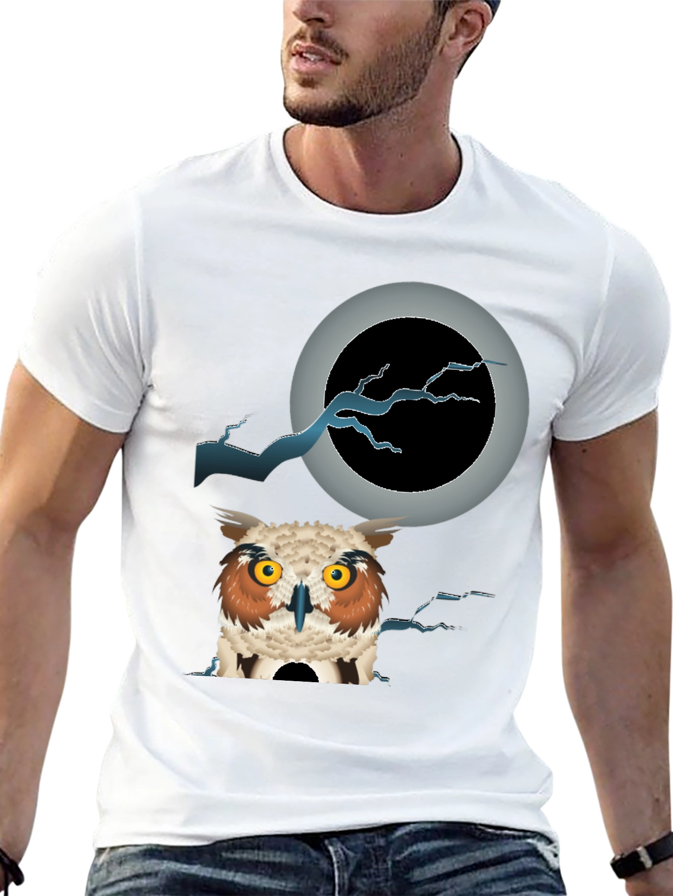 Black Owl Moon T-Shirt - Unique Graphic Tee view 13