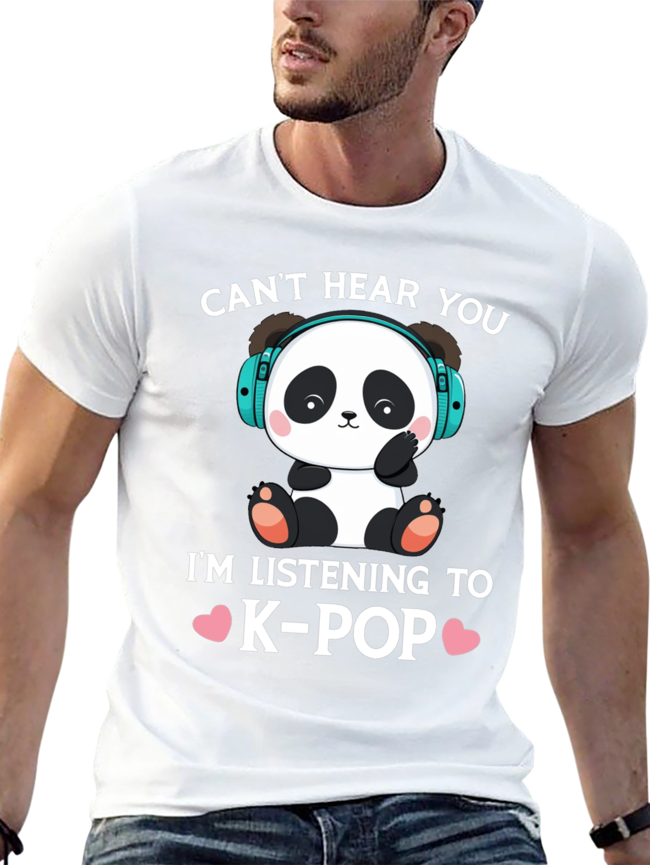 Black Cute K-Pop Panda Graphic Tee view 13
