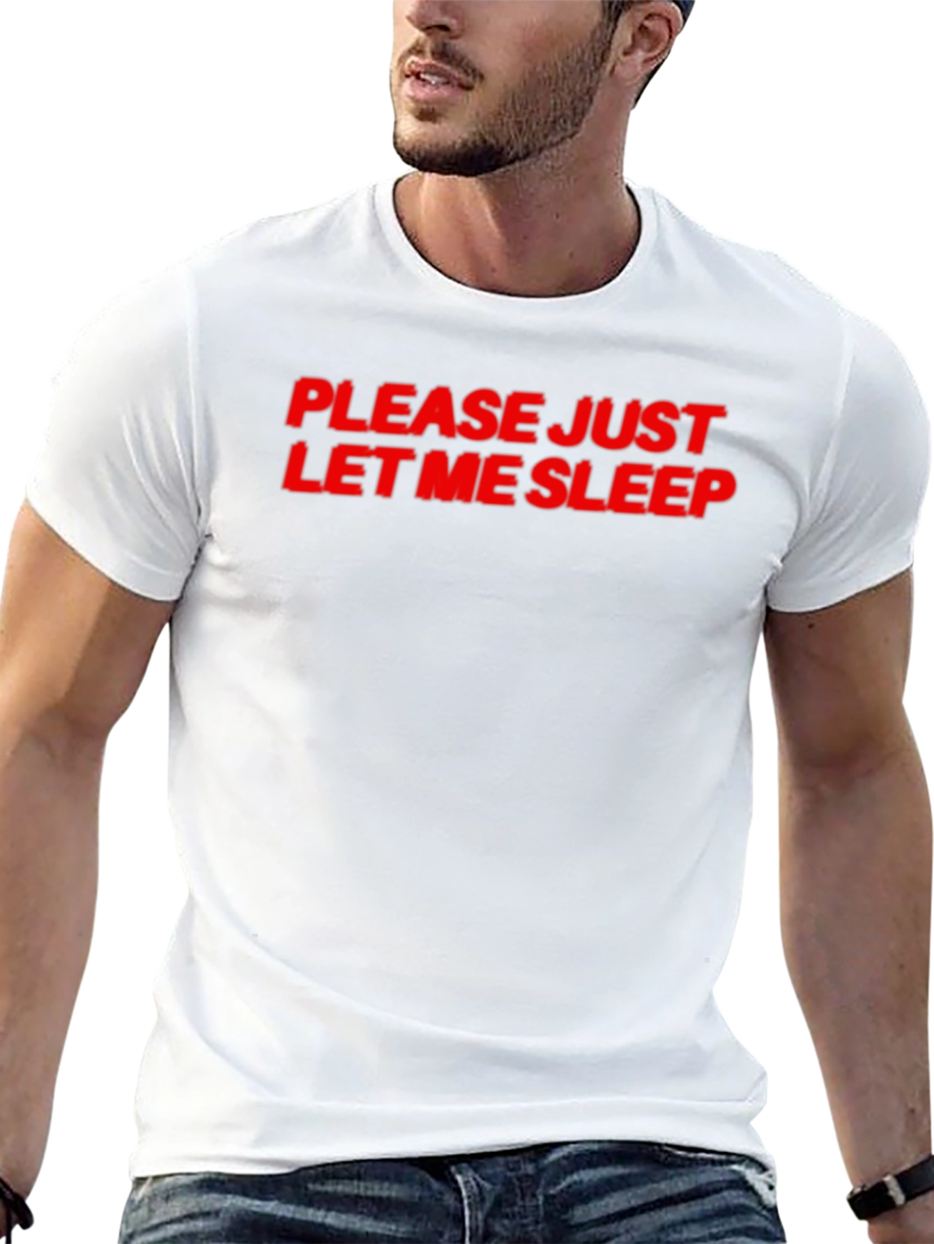 Black Please Let Me Sleep T-Shirt - Black Cotton Tee view 13