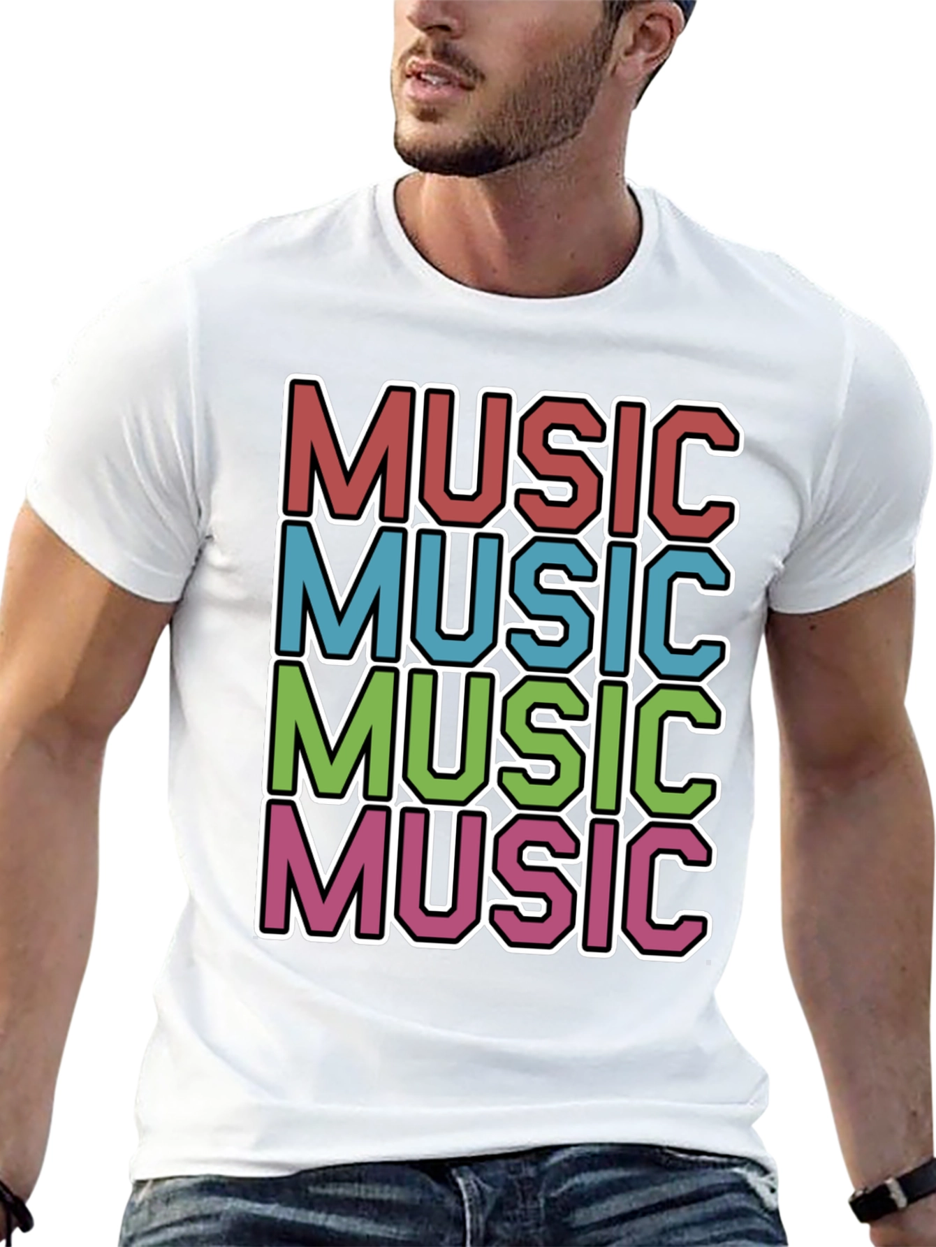 Black Retro Music T-Shirt view 13