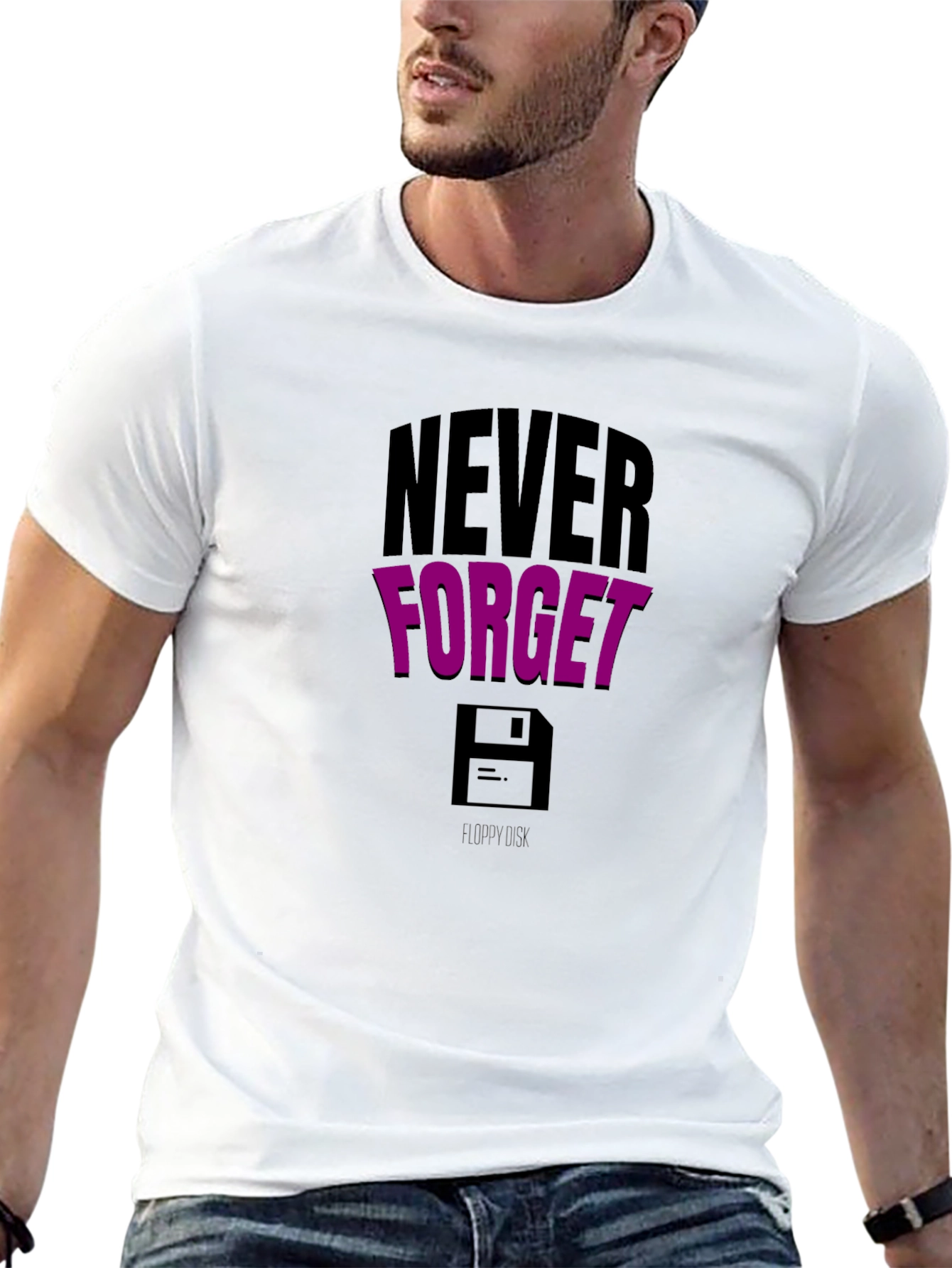 Black Never Forget Floppy Disk Black Graphic Tee view 13