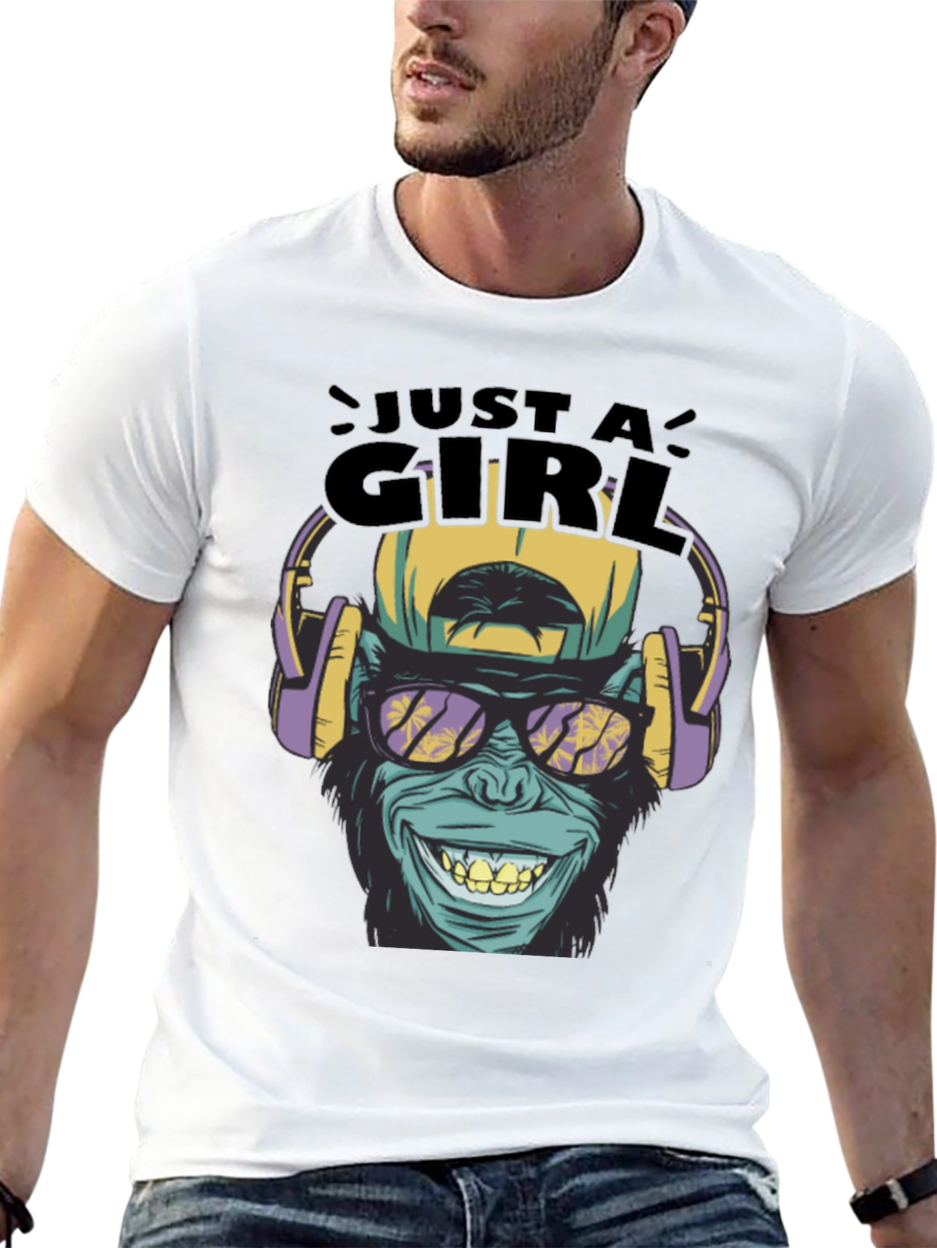 Black Just A Girl Monkey Graphic Tee view 13