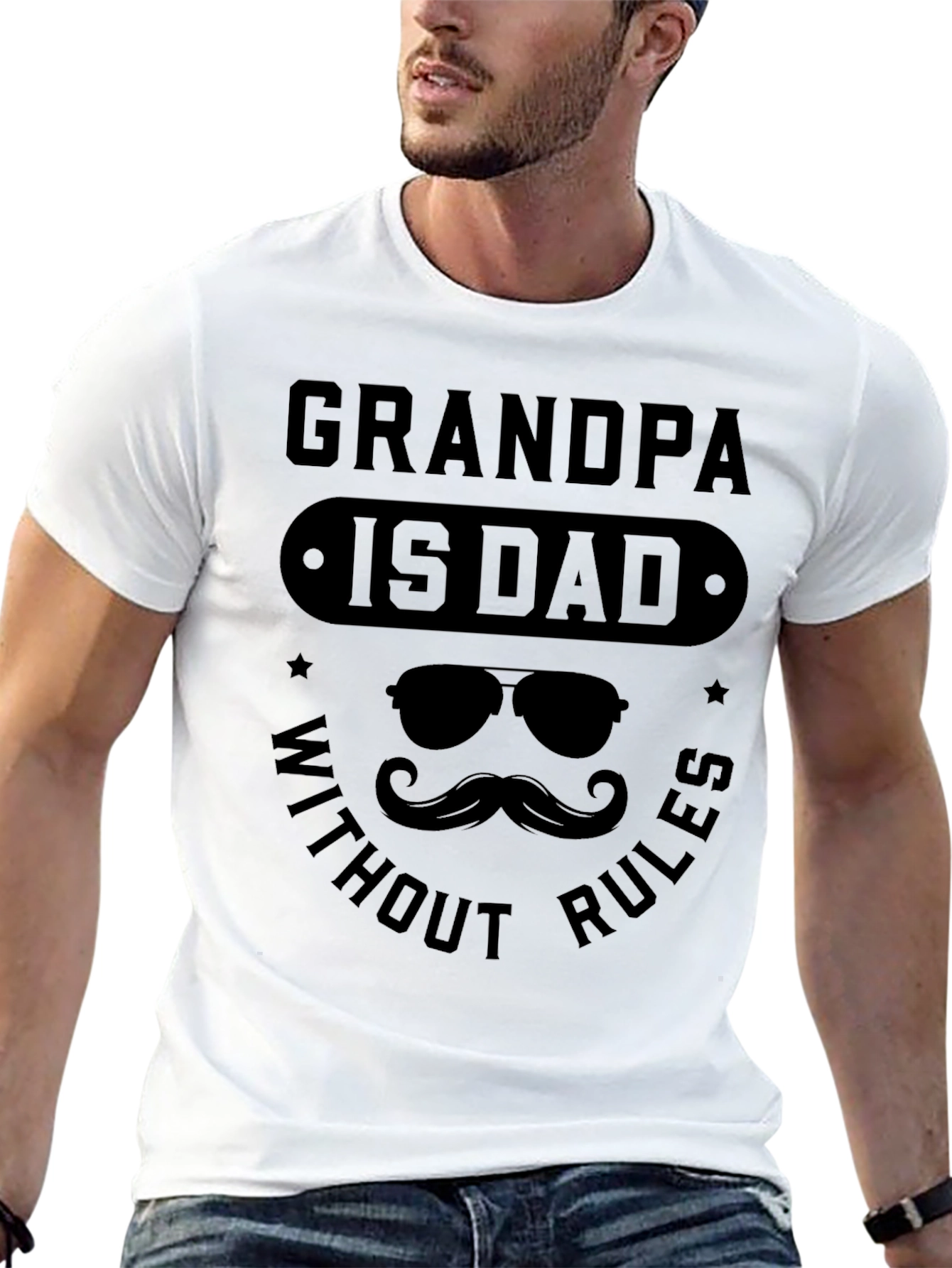 Black Grandpa is Dad Without Rules Black T-Shirt view 13