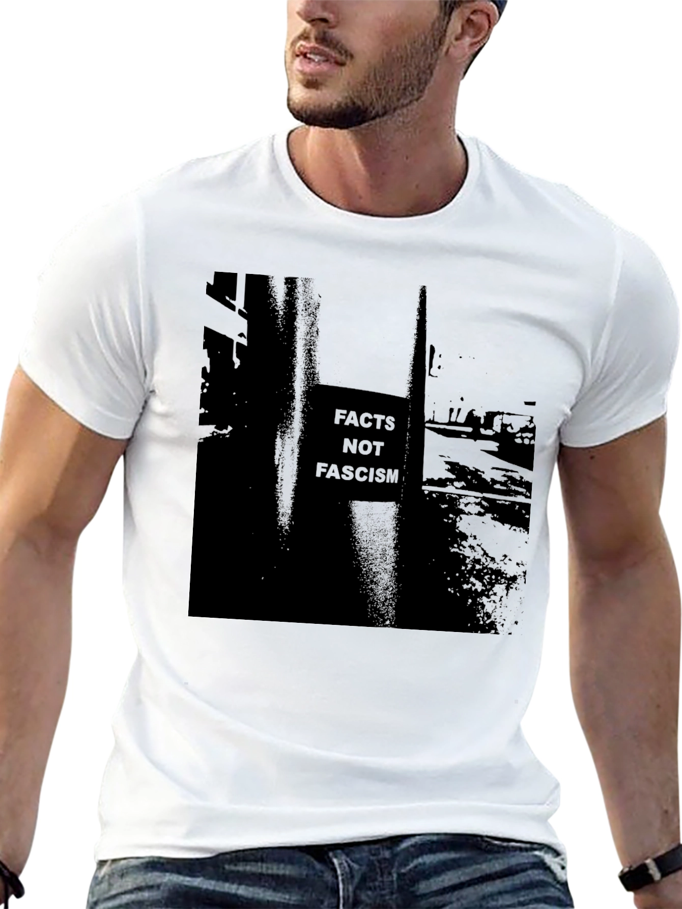 Black Facts Not Fascism Graphic Tee view 13