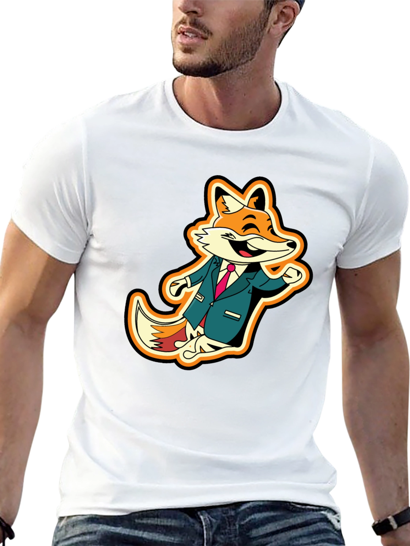 Black Fox in Suit Graphic Tee - Stylish Animal T-Shirt view 13