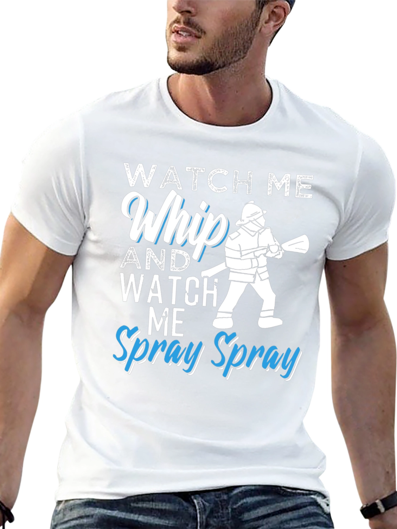 Black Watch Me Whip and Spray T-Shirt - Firefighter Design view 13