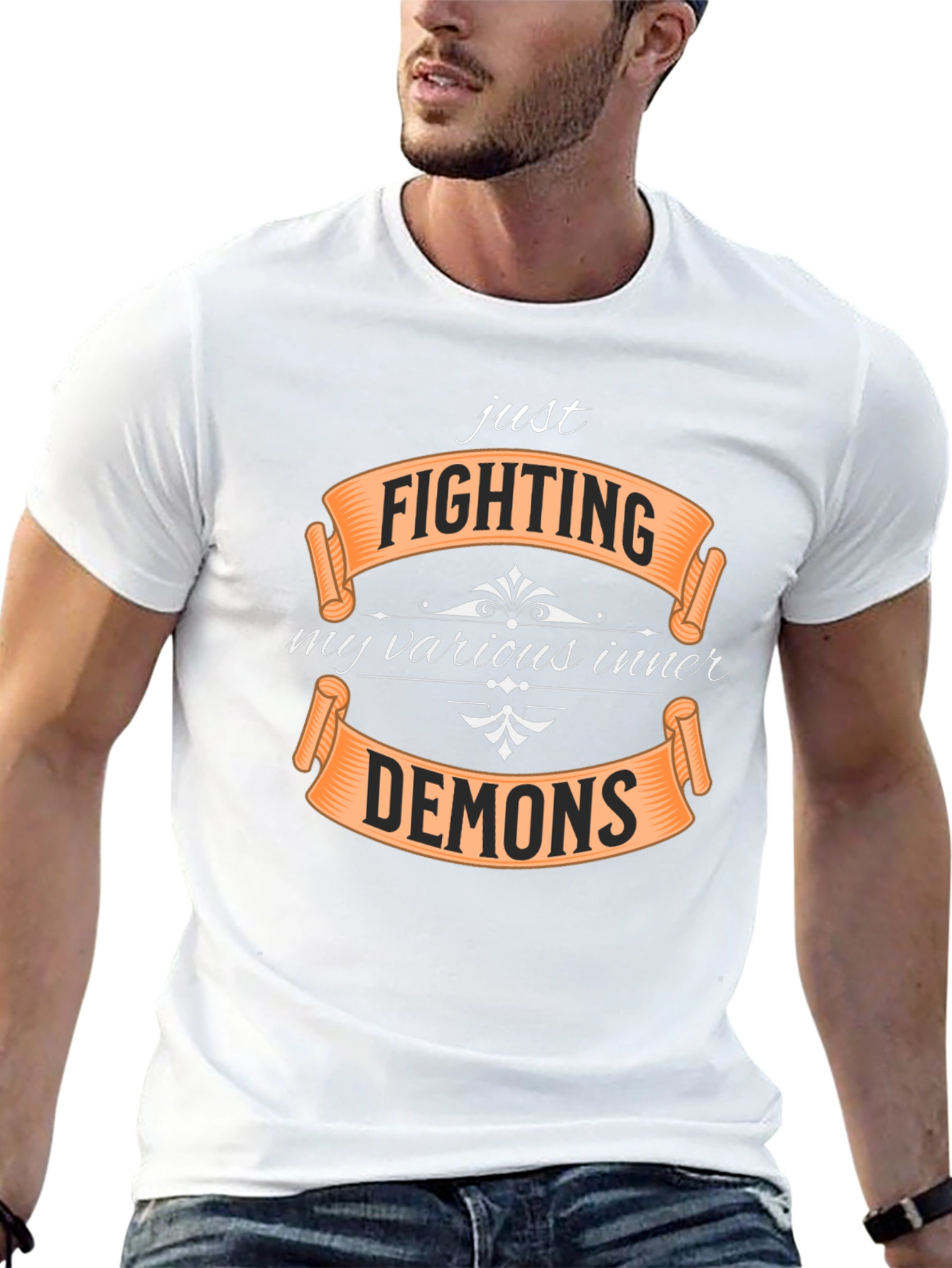 Black Fighting Inner Demons Graphic T-Shirt - Black Tee view 13
