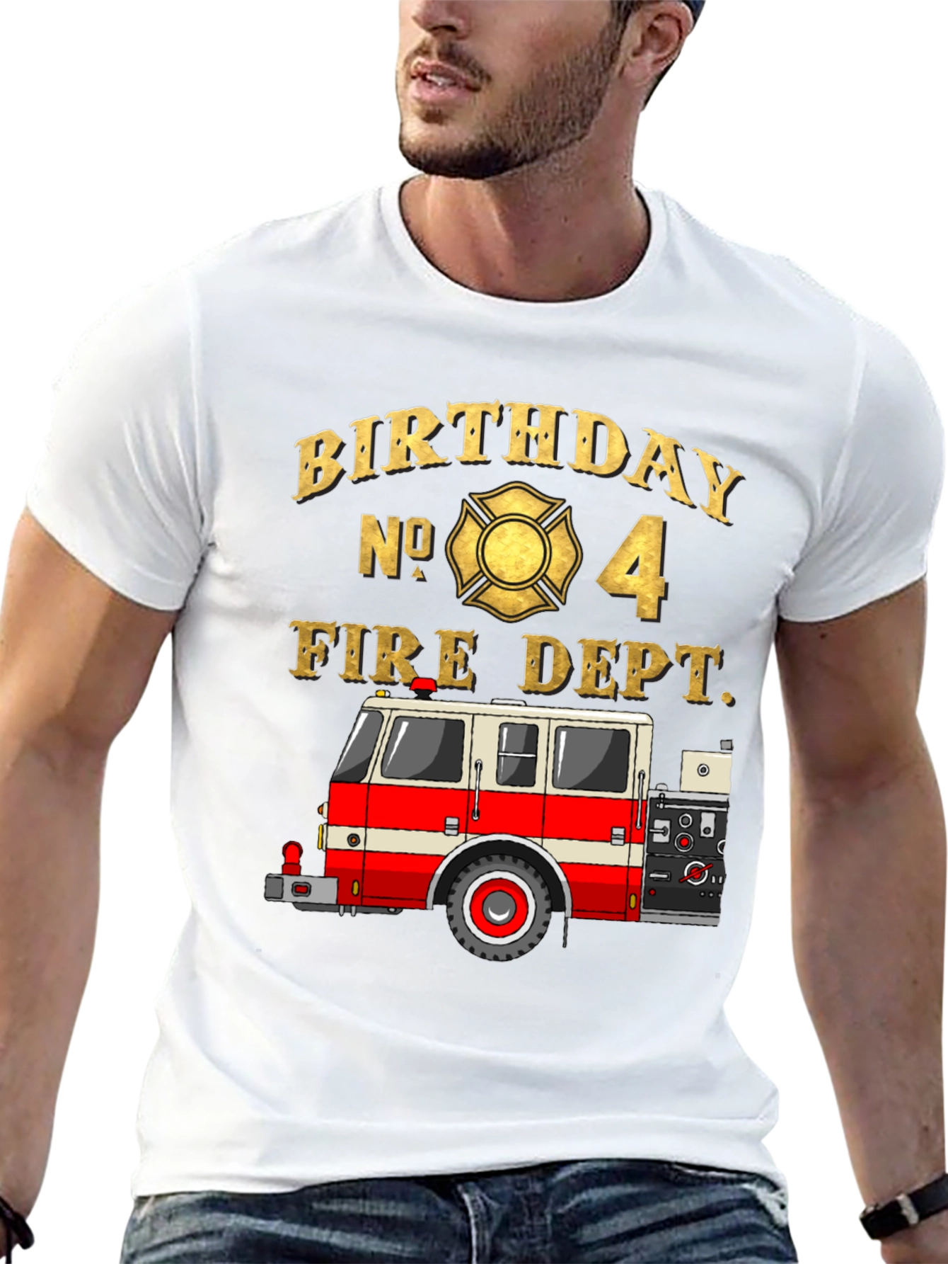 Black Fire Dept Birthday T-Shirt - Number 4 view 13