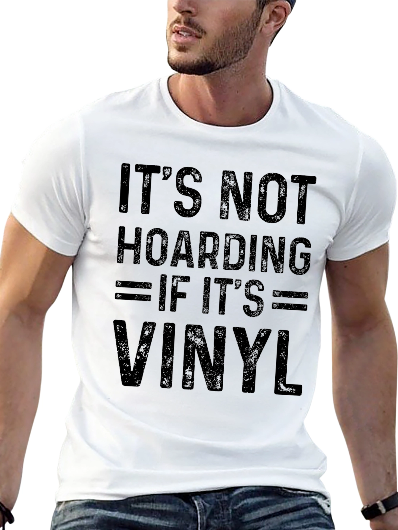 Black It's Not Hoarding If It's Vinyl T-Shirt view 13