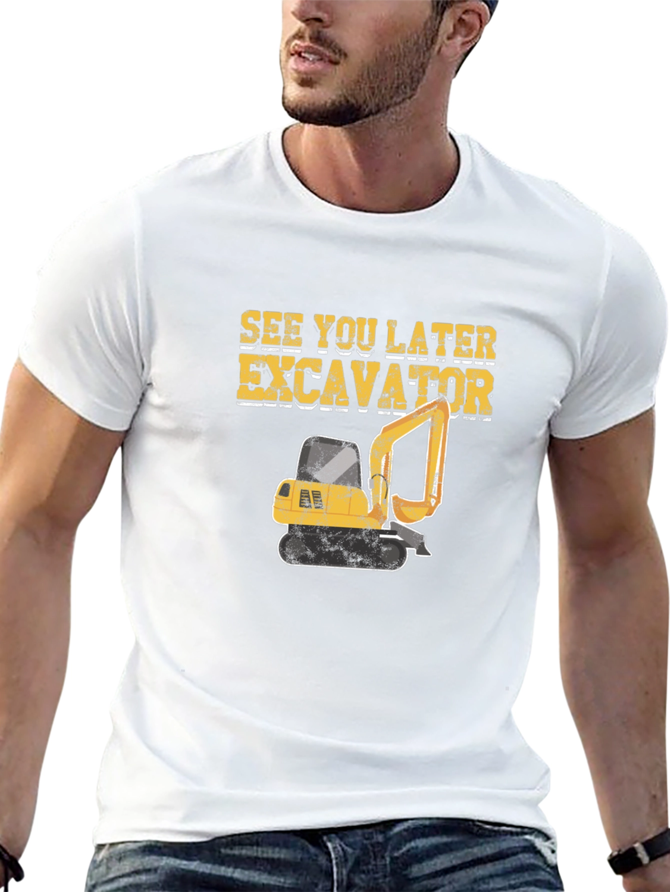 Black See You Later Excavator Black Cotton T-Shirt view 13
