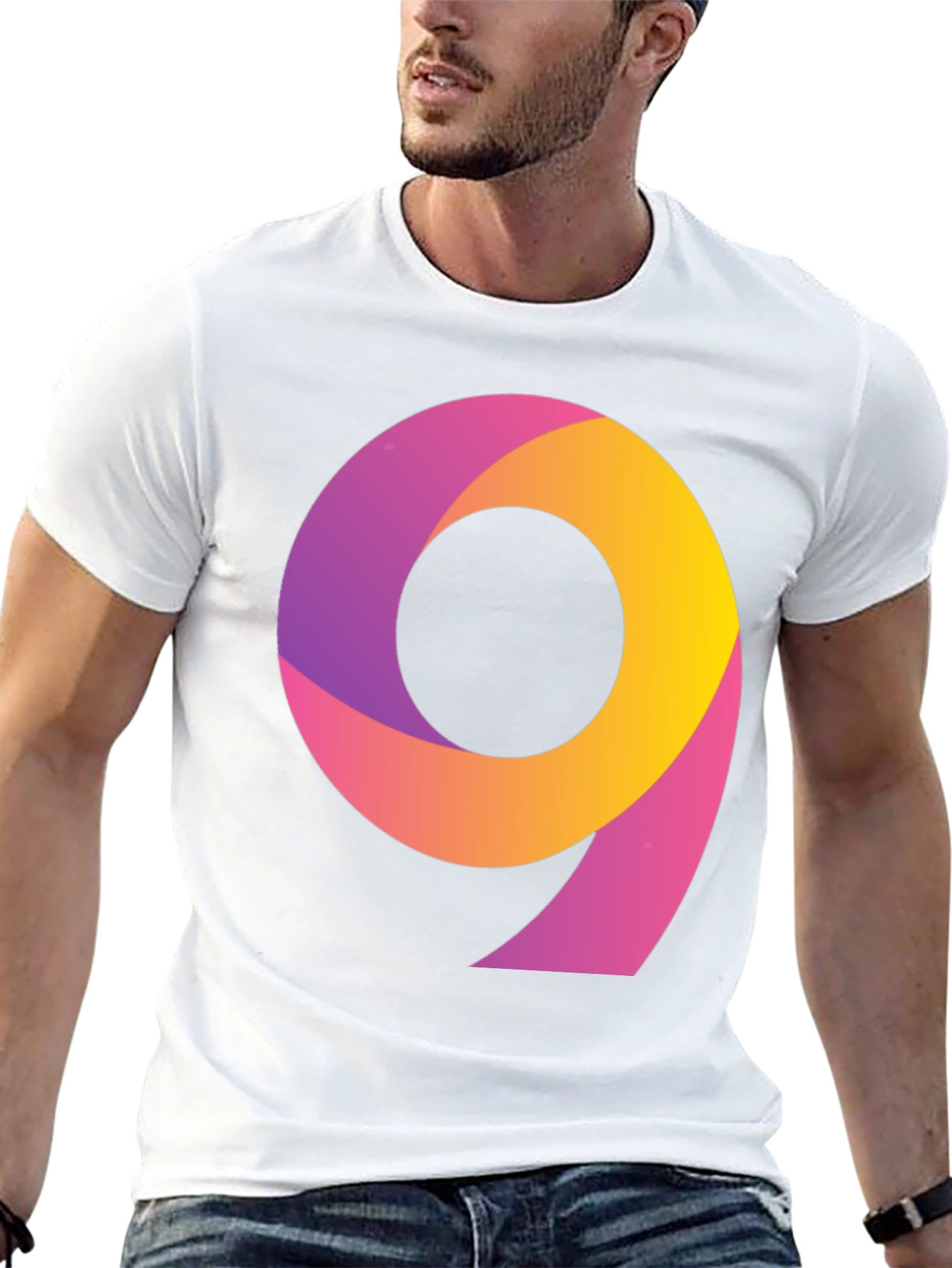 Black Gradient Number 9 Black T-Shirt view 13