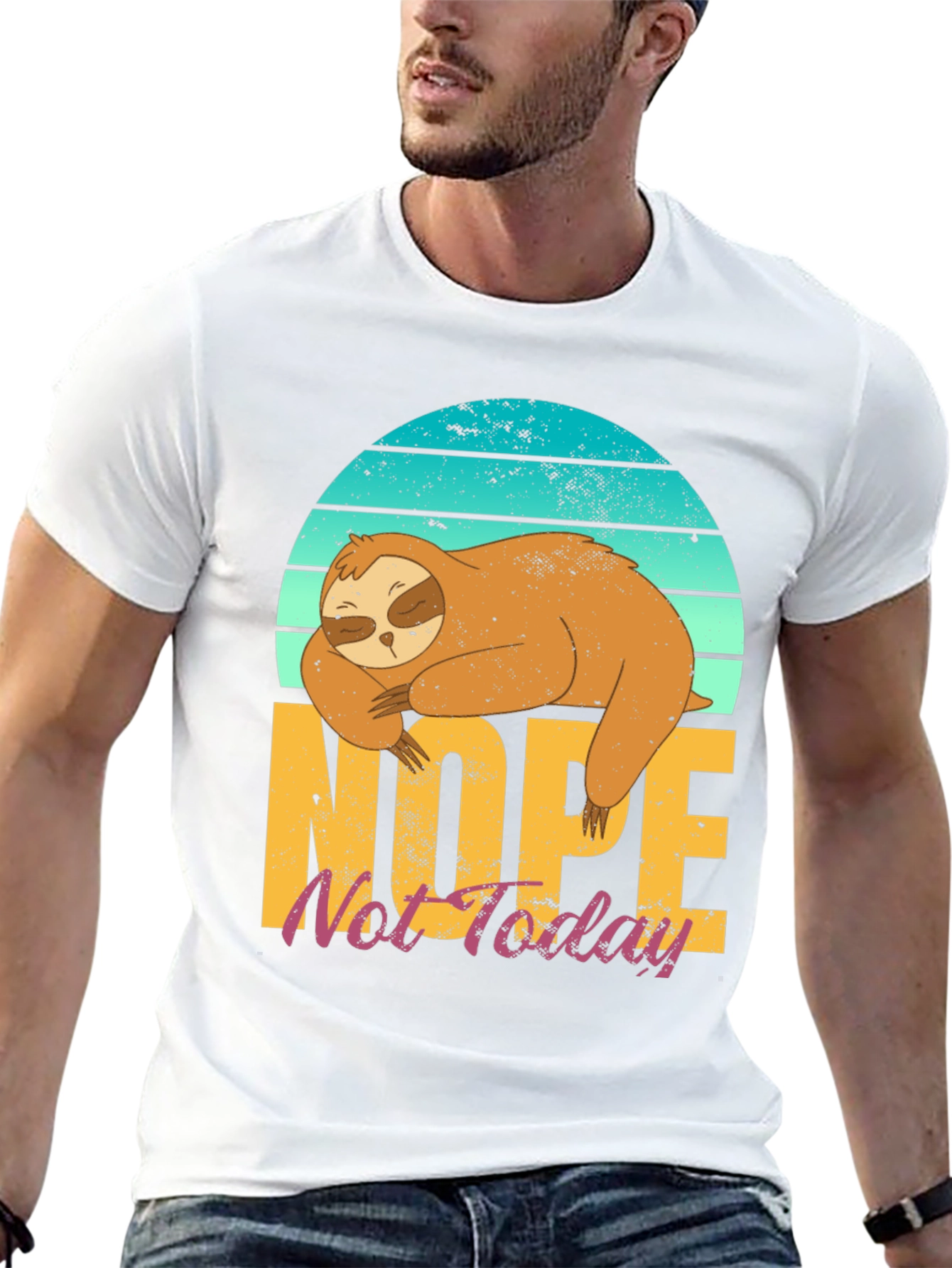Black Nope Not Today Sloth T-Shirt view 13
