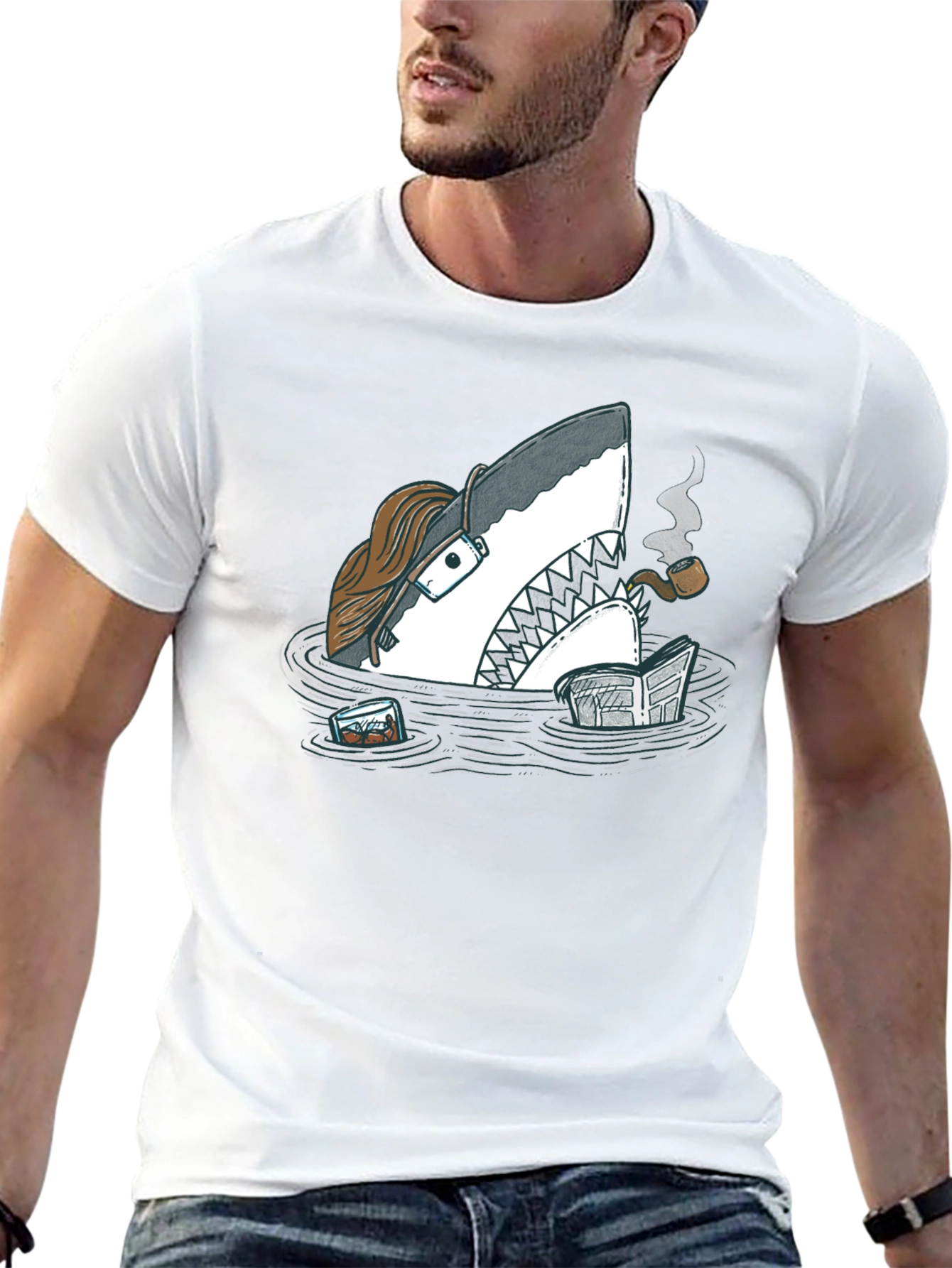Black Intellectual Shark T-Shirt - Unique Graphic Tee view 13