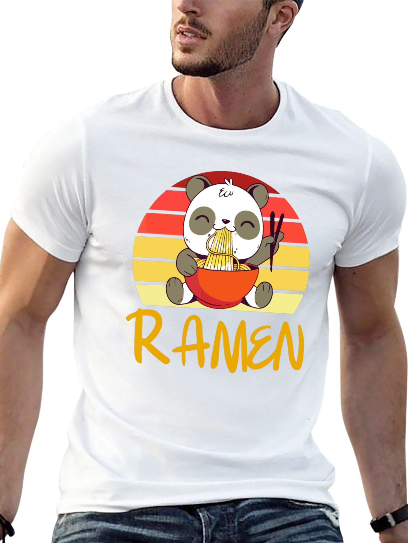 Black Cute Panda Ramen T-Shirt view 13