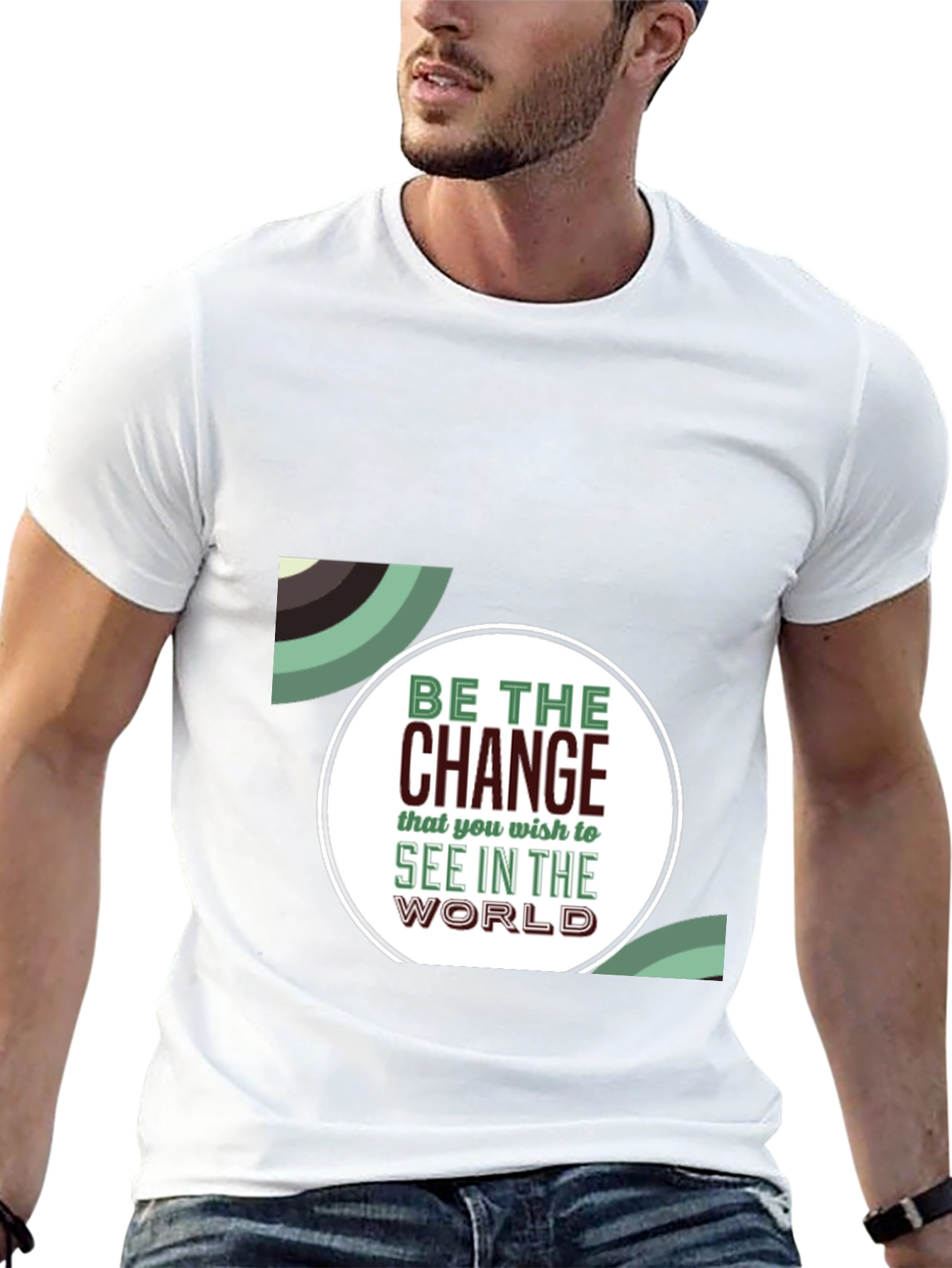 Black Inspirational Graphic T-Shirt - Be The Change view 13