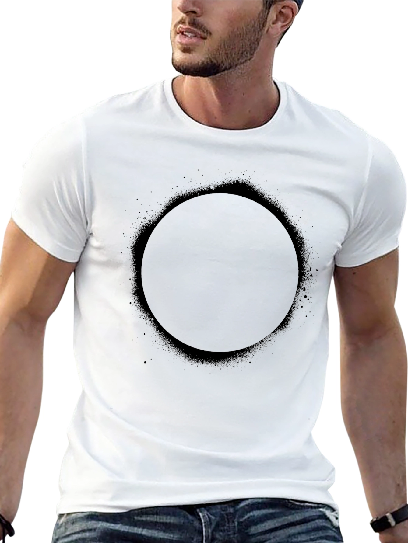 Black Circle Graphic Tee - Modern Minimalist Design - 13