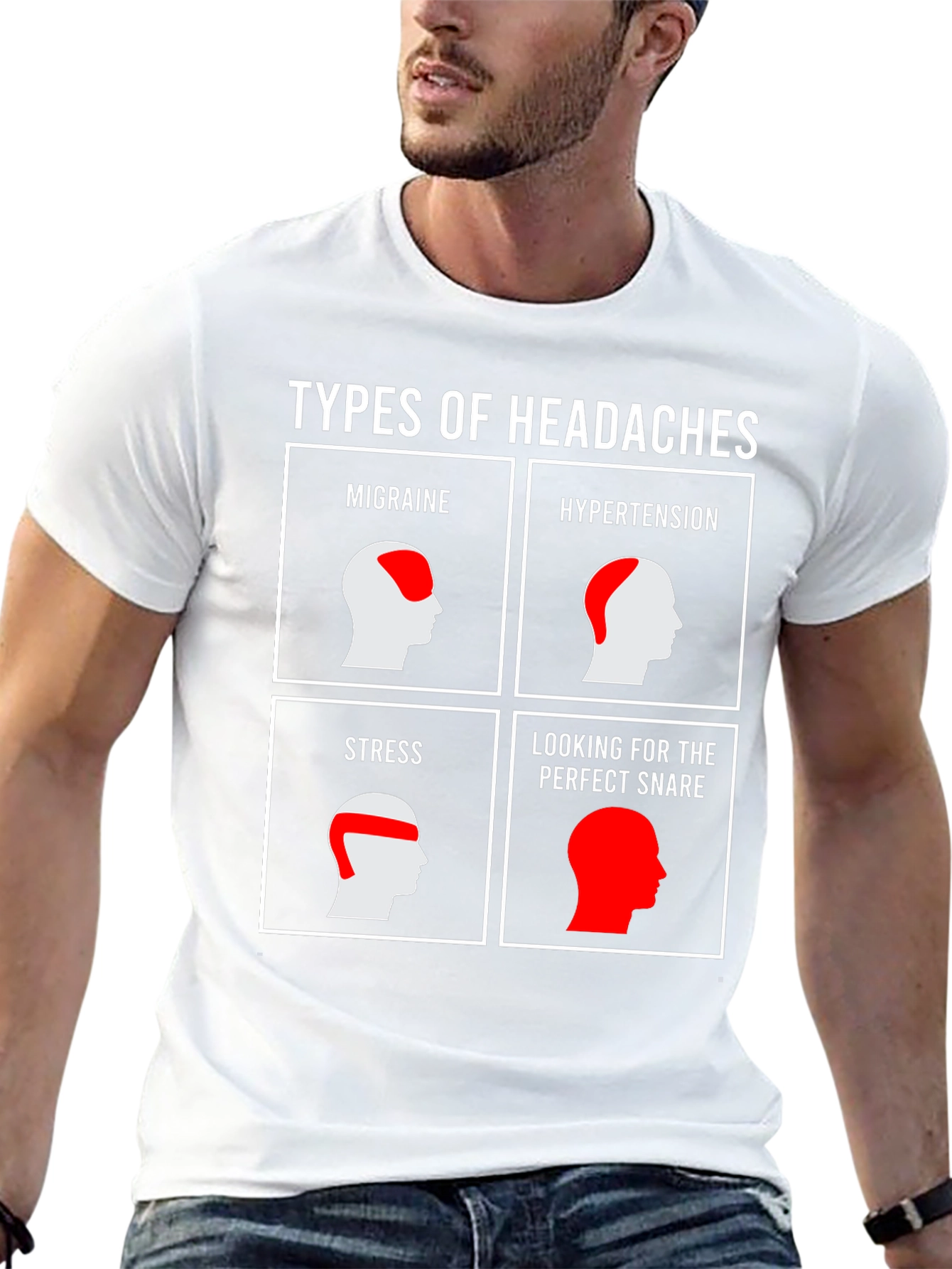 Black Types of Headaches Funny T-Shirt view 13