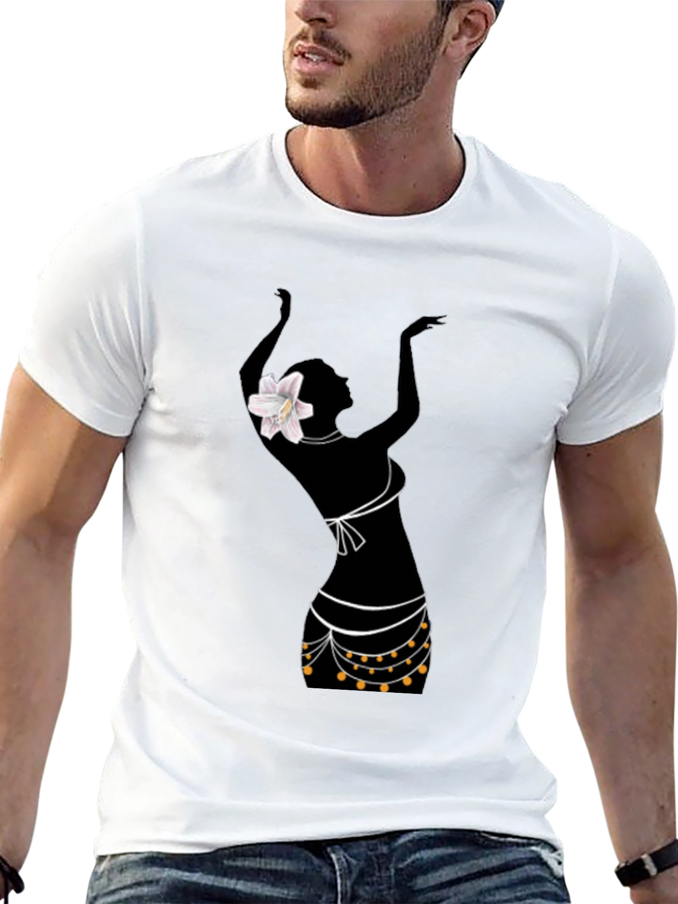 Black Silhouette Dancer Graphic Tee - Stylish Black T-Shirt view 13