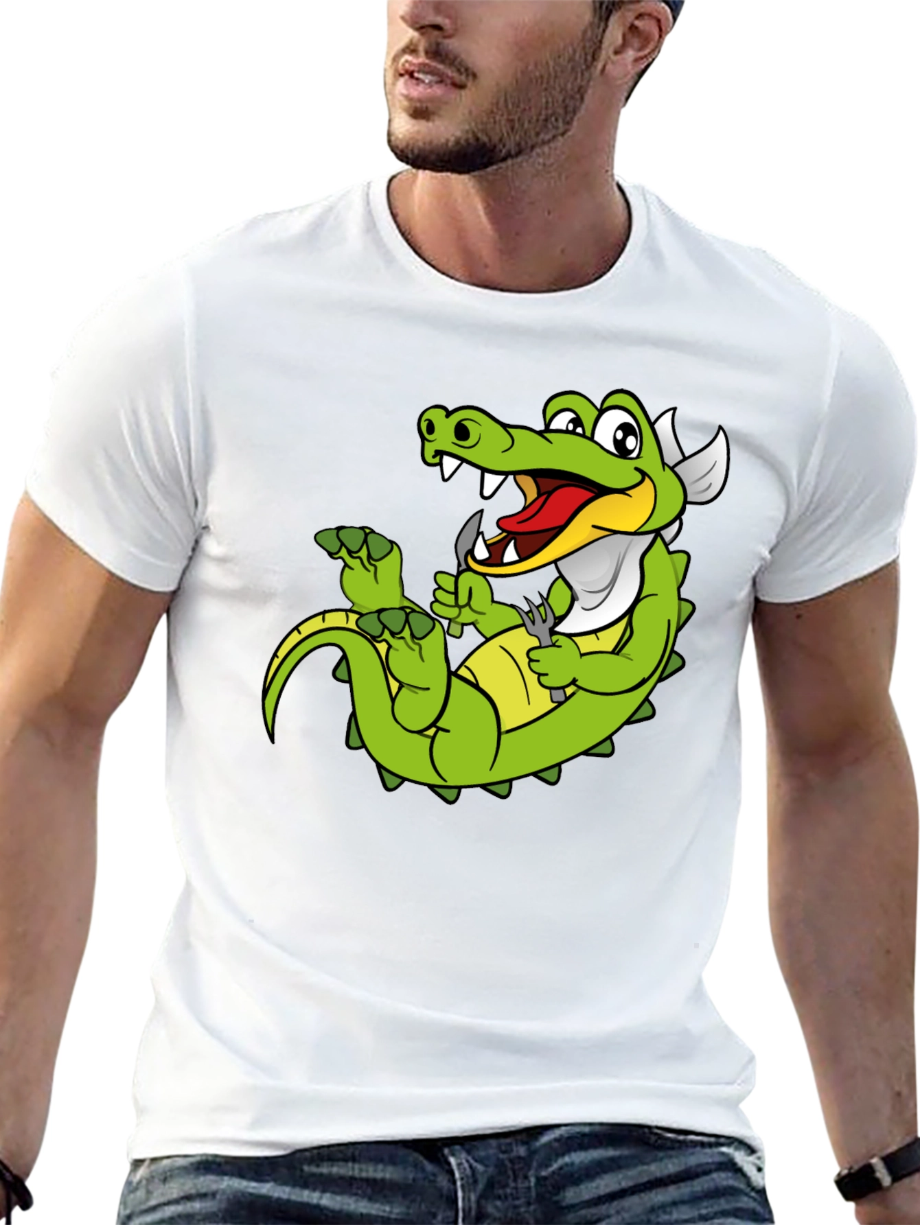 Black Funny Alligator Cartoon T-Shirt view 13