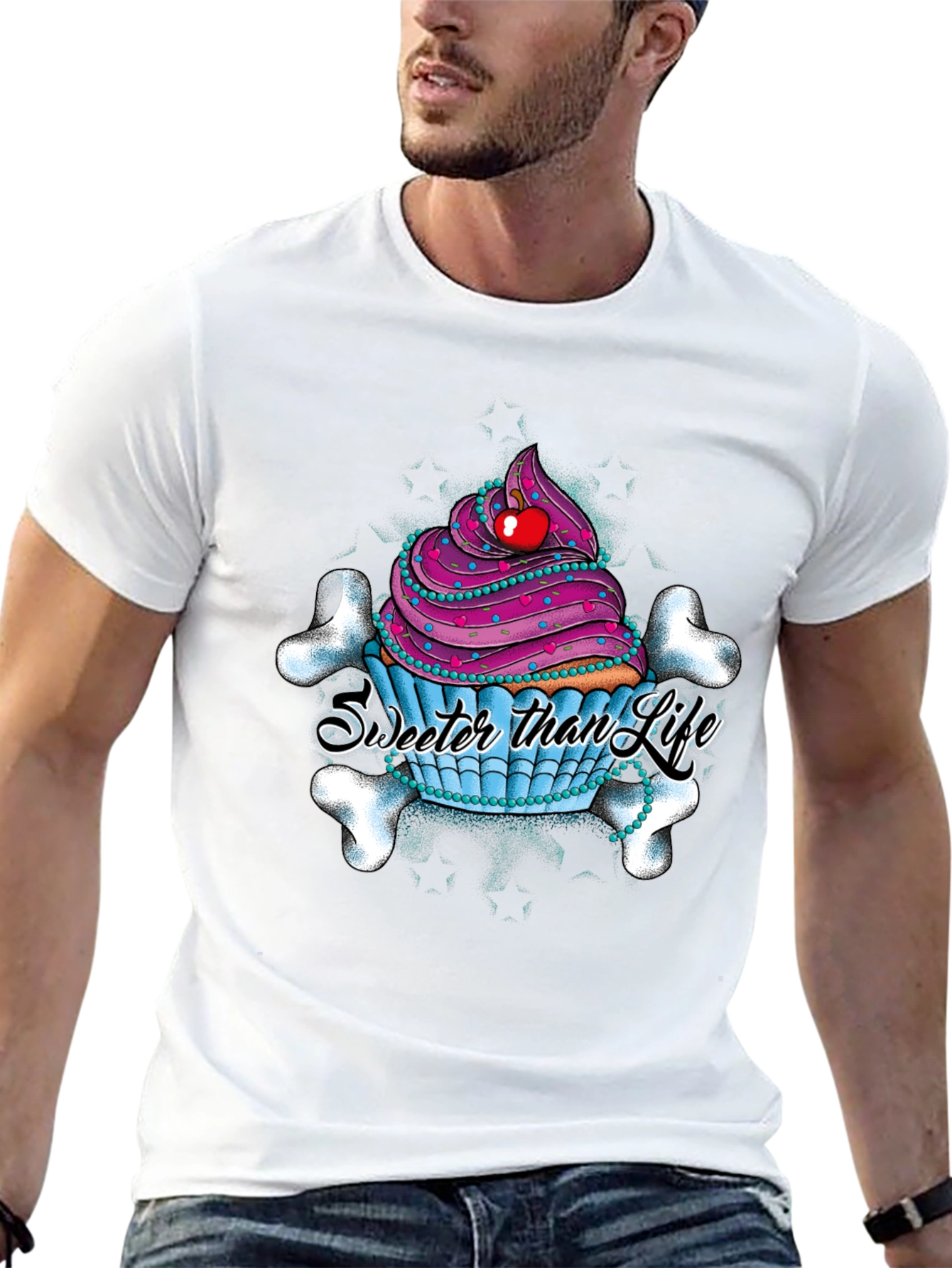Black Cupcake Skull Graphic T-Shirt - Sweeter Than Life view 13