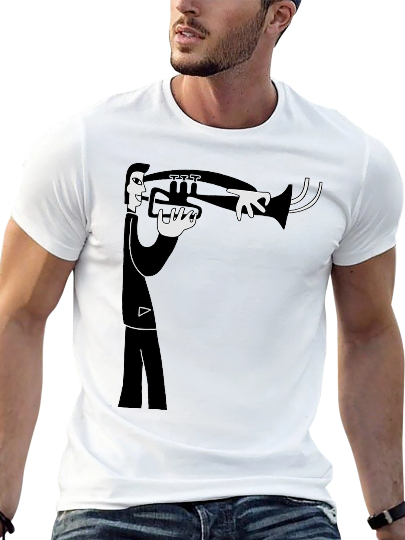 Black Jazz Musician Graphic T-Shirt - Black Cotton Tee view 13