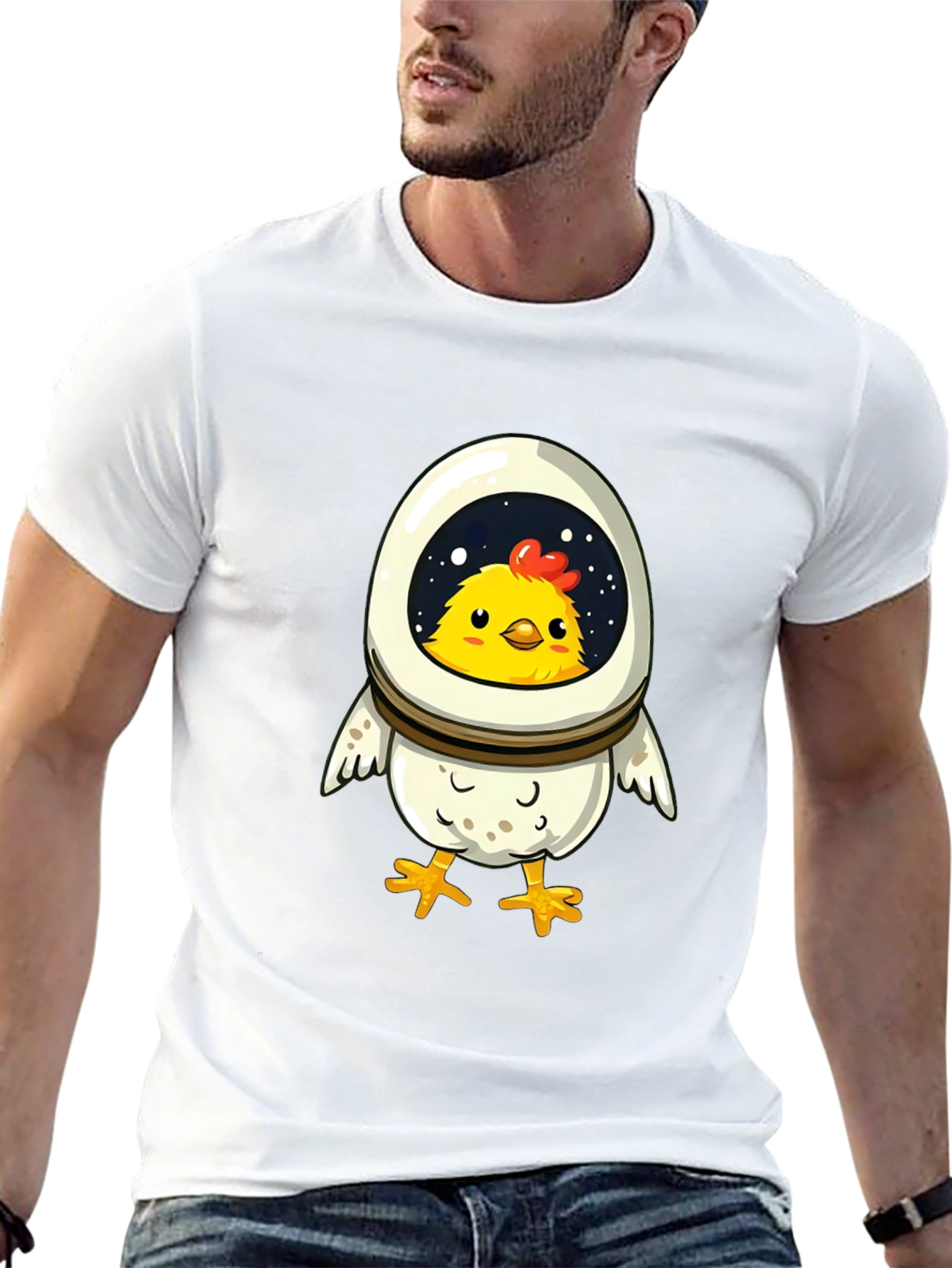 Black Astronaut Chicken T-Shirt - Fun Space Design view 13