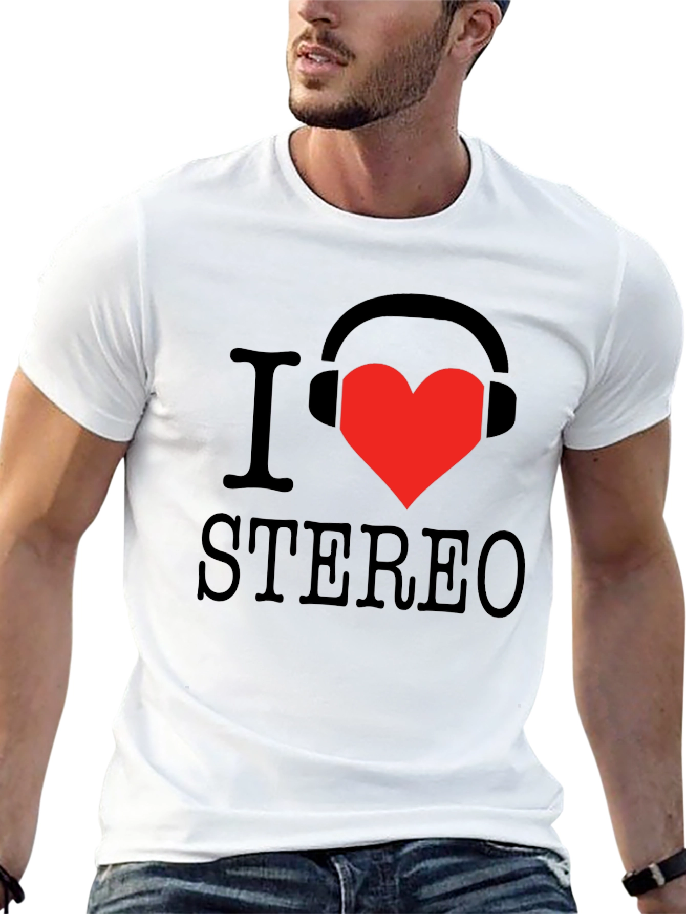 Black I Love Stereo T-Shirt | Music Lover Tee view 13