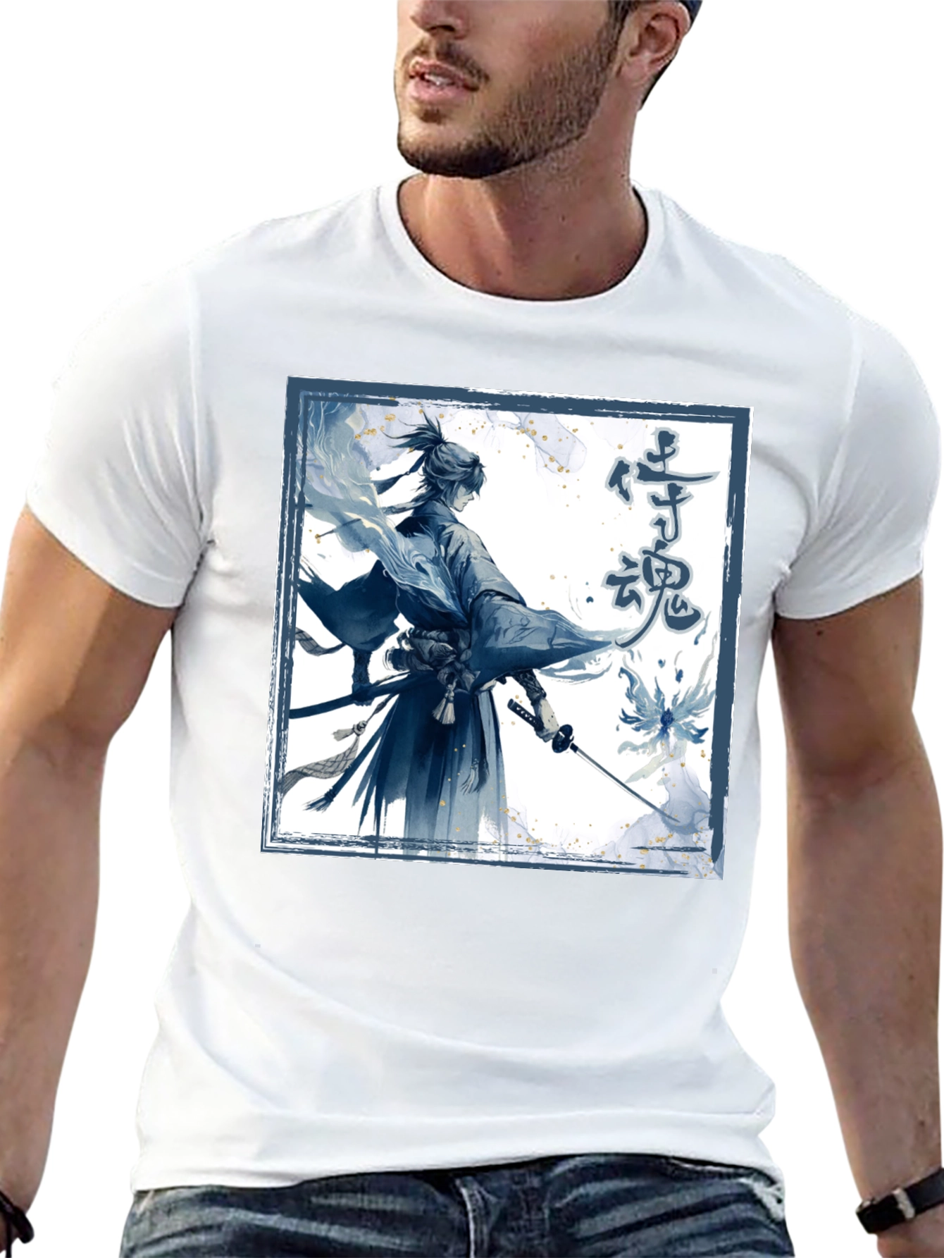 Black Samurai Spirit Graphic Tee - Men's Black T-Shirt view 13