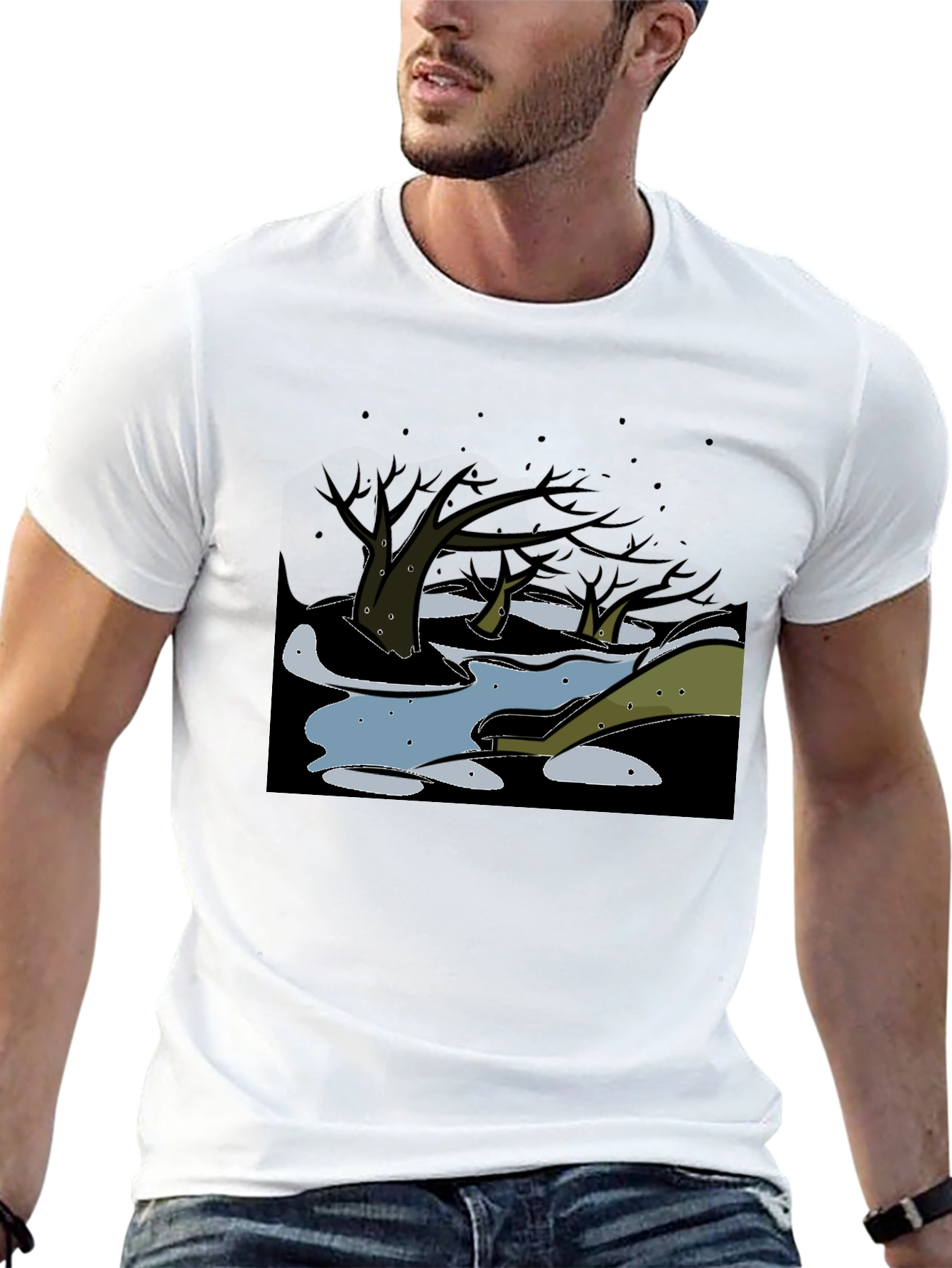 Black Dark Swamp Graphic Tee - Unique Design view 13