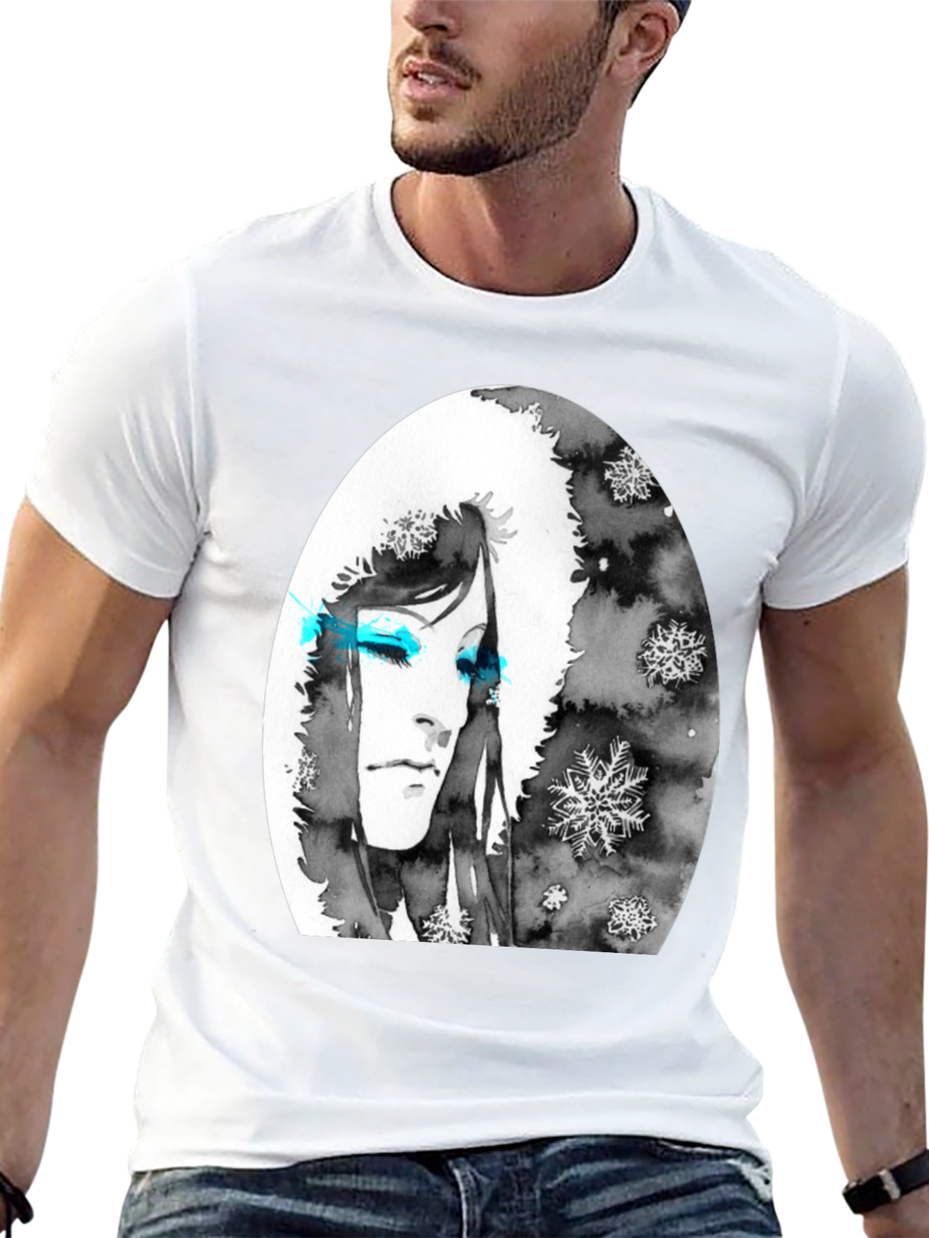 Black Winter Woman Graphic Tee - Soft Black Cotton view 13