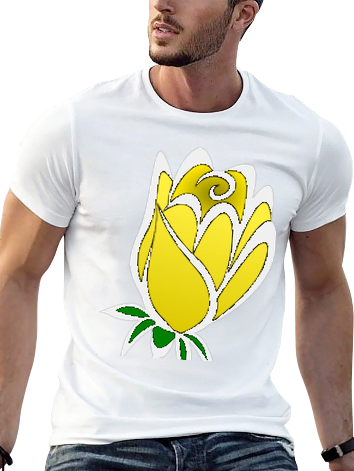 Black Yellow Rose Graphic Tee - Stylish Men's Black T-Shirt view 13