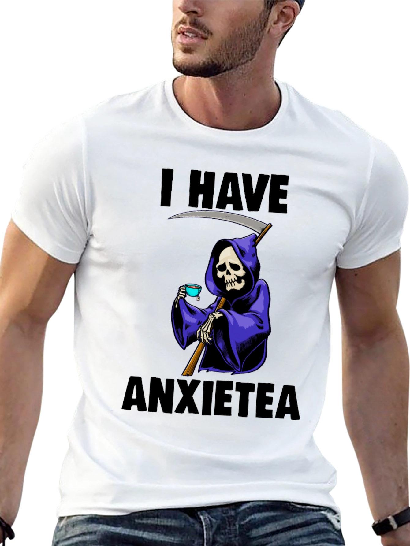 Black I Have Anxietea Grim Reaper T-Shirt view 13