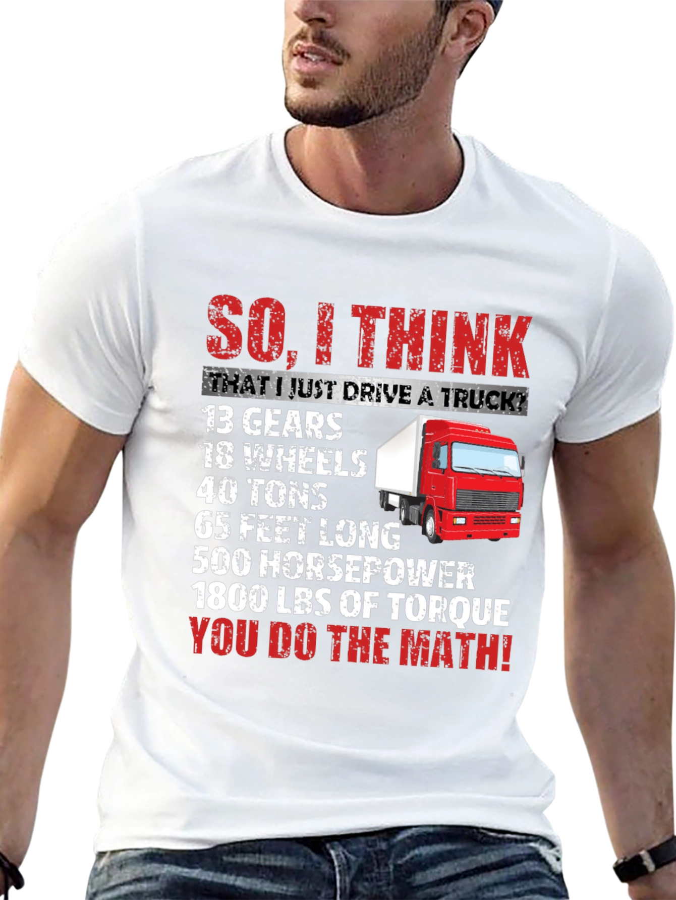 Black Truck Driver Humor T-Shirt: You Do The Math! view 13