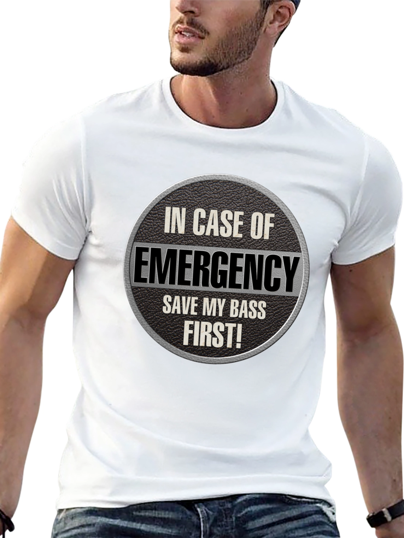 Black Emergency Save My Bass First T-Shirt view 13