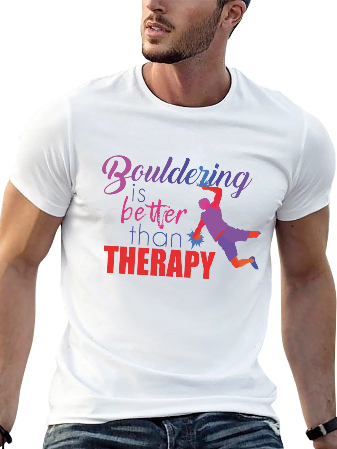 Black Bouldering is Better Than Therapy T-Shirt view 13