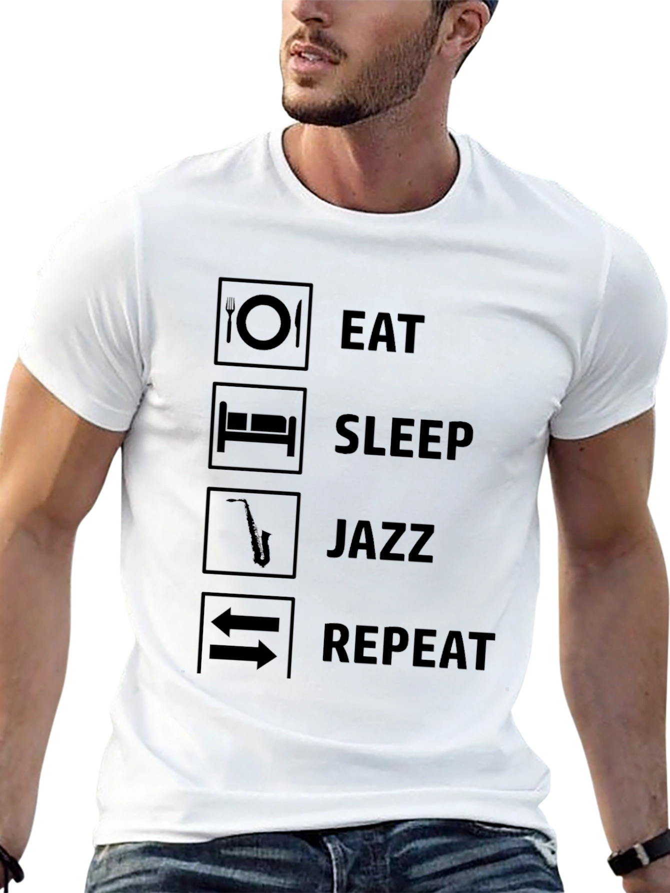 Black Eat Sleep Jazz Repeat Graphic T-Shirt view 13