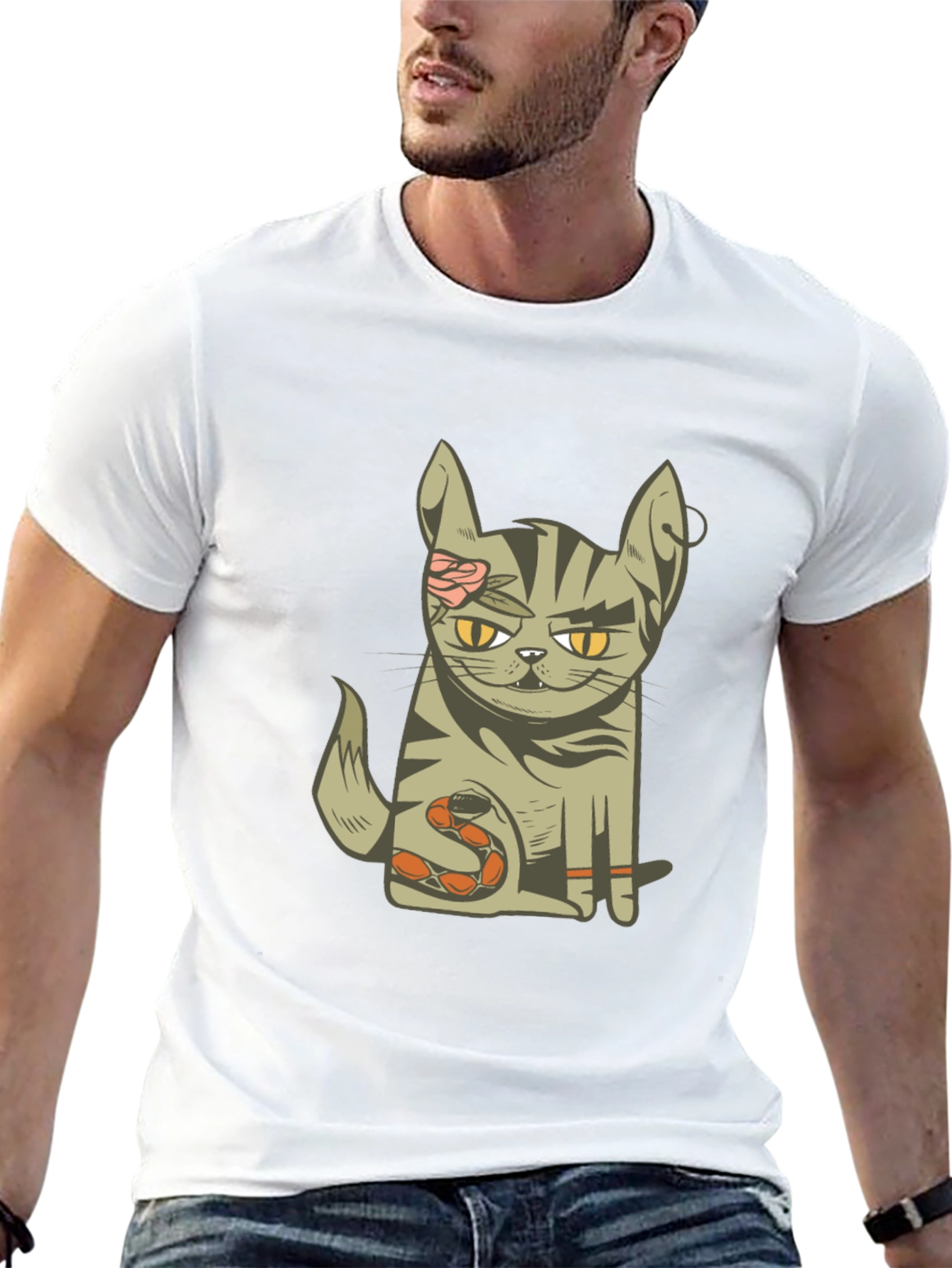 Black Zombie Cat T-Shirt - Unique Graphic Tee view 13