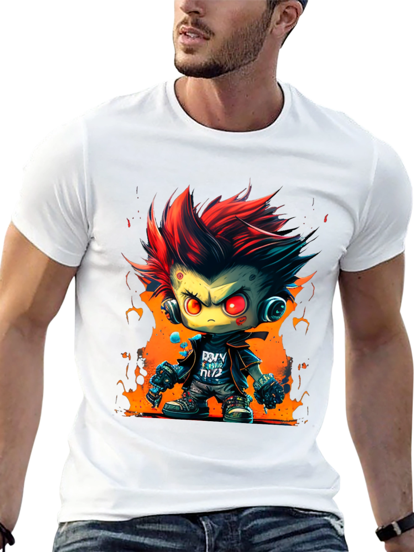 Black Cartoon Zombie Graphic Tee - Cool Edgy Design view 13