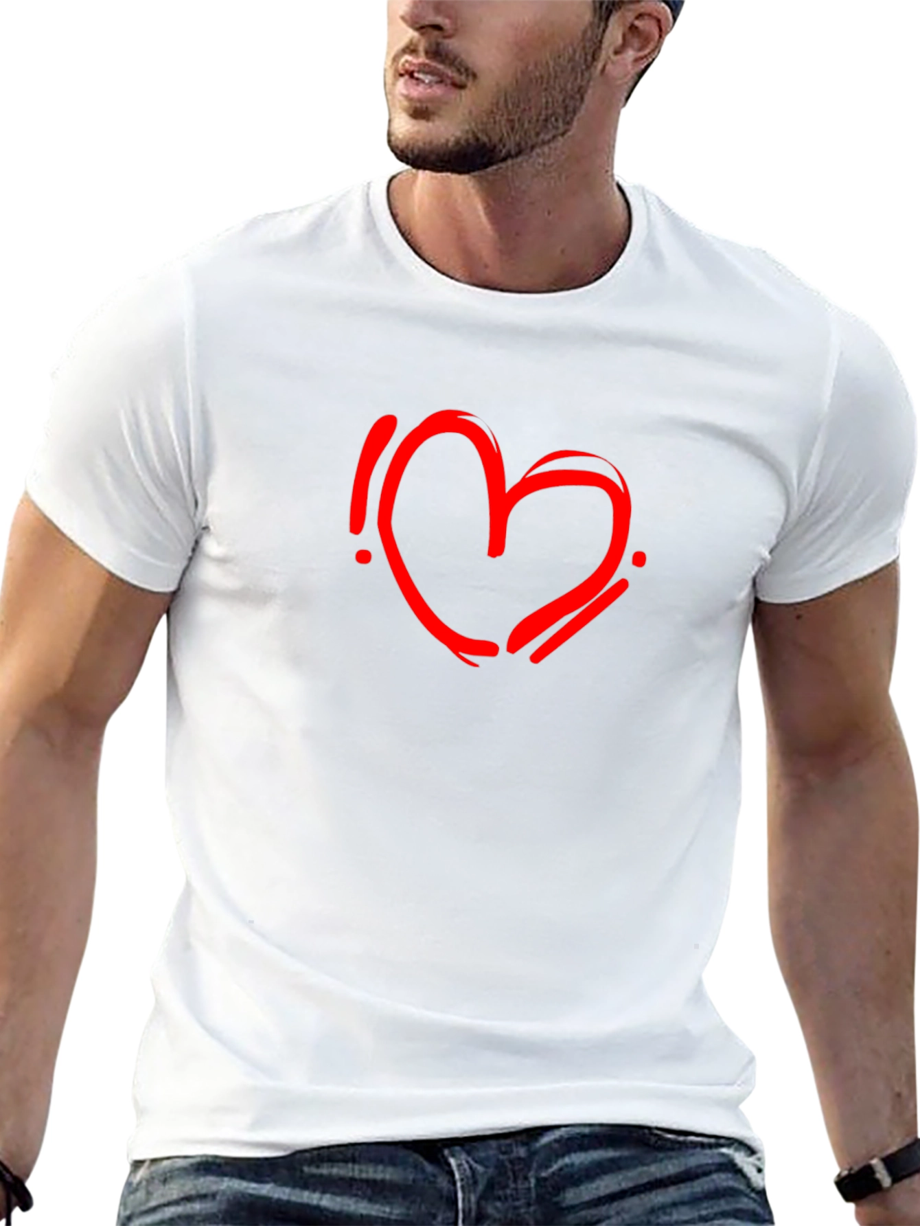 Black Black T-Shirt with Red Heart Graphic view 13