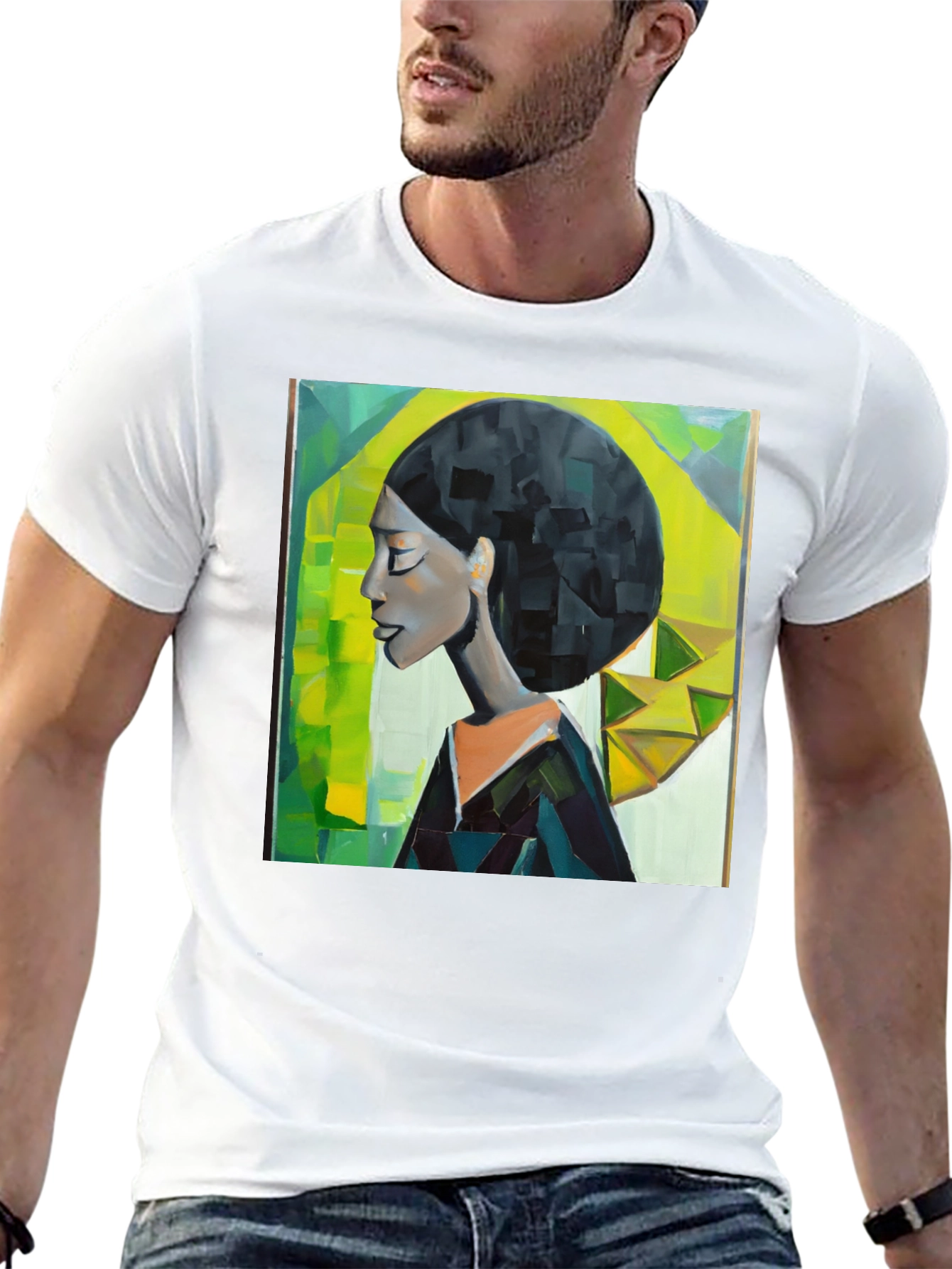 Black Artistic Afro Woman Graphic Tee - Black view 13